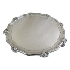 English Sterling Silver, Small Salver or Card Tray, Hallmarked, Sheffield 1924