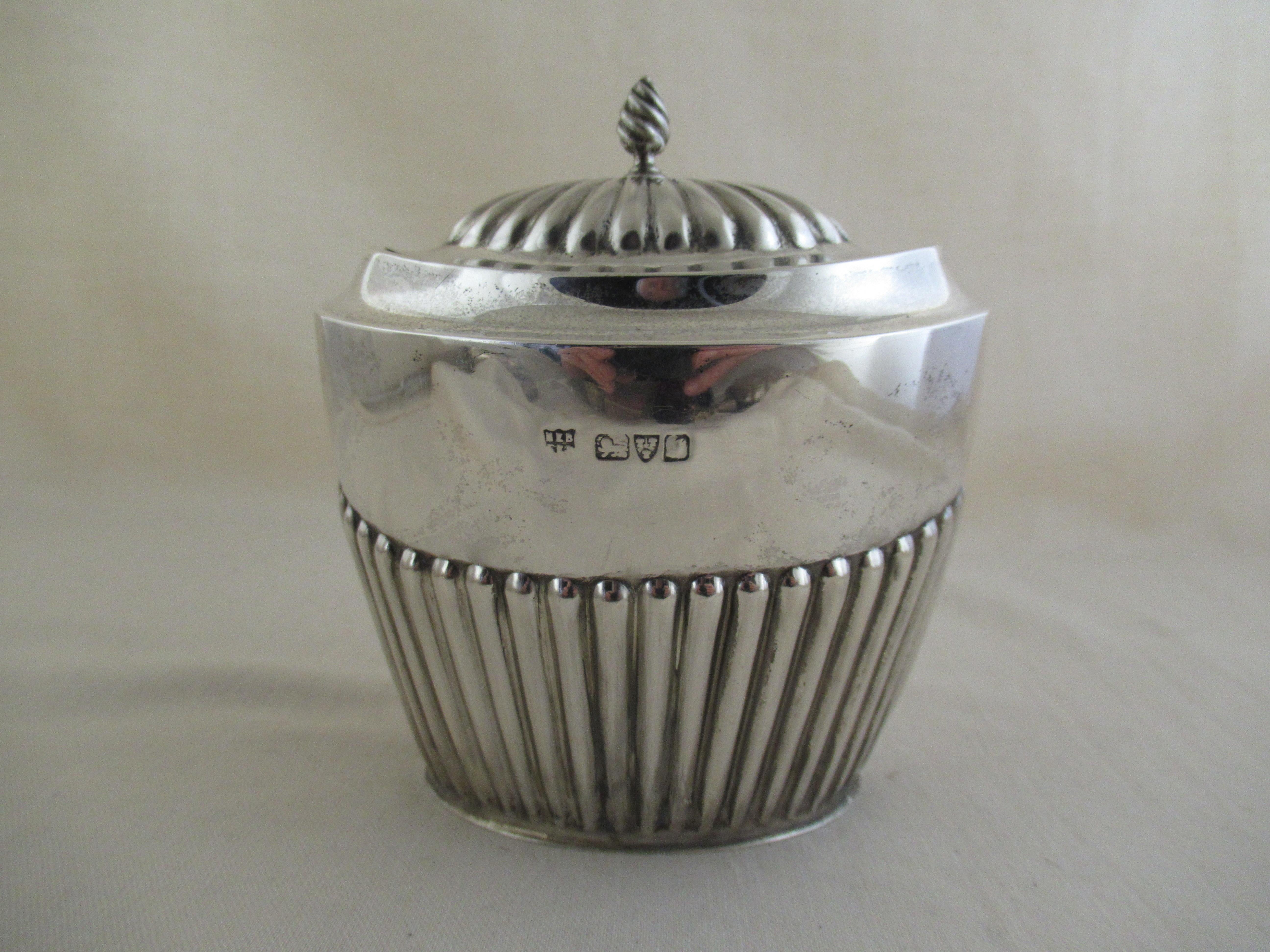 Edwardian English Sterling Silver, Tea Caddy, Hallmarked, Chester1909 by Barker Brothers For Sale