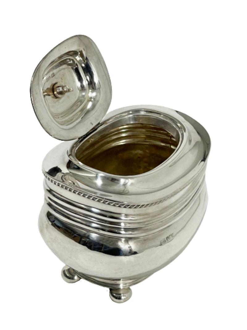 20th Century English Sterling Silver Tea Caddy, Sheffield, 1907 For Sale