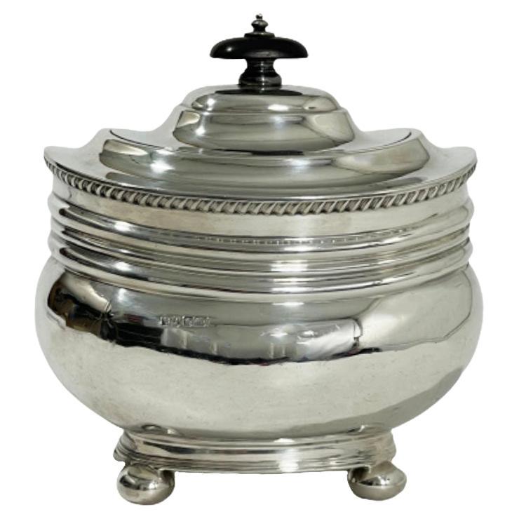 English Sterling Silver Tea Caddy, Sheffield, 1907 For Sale