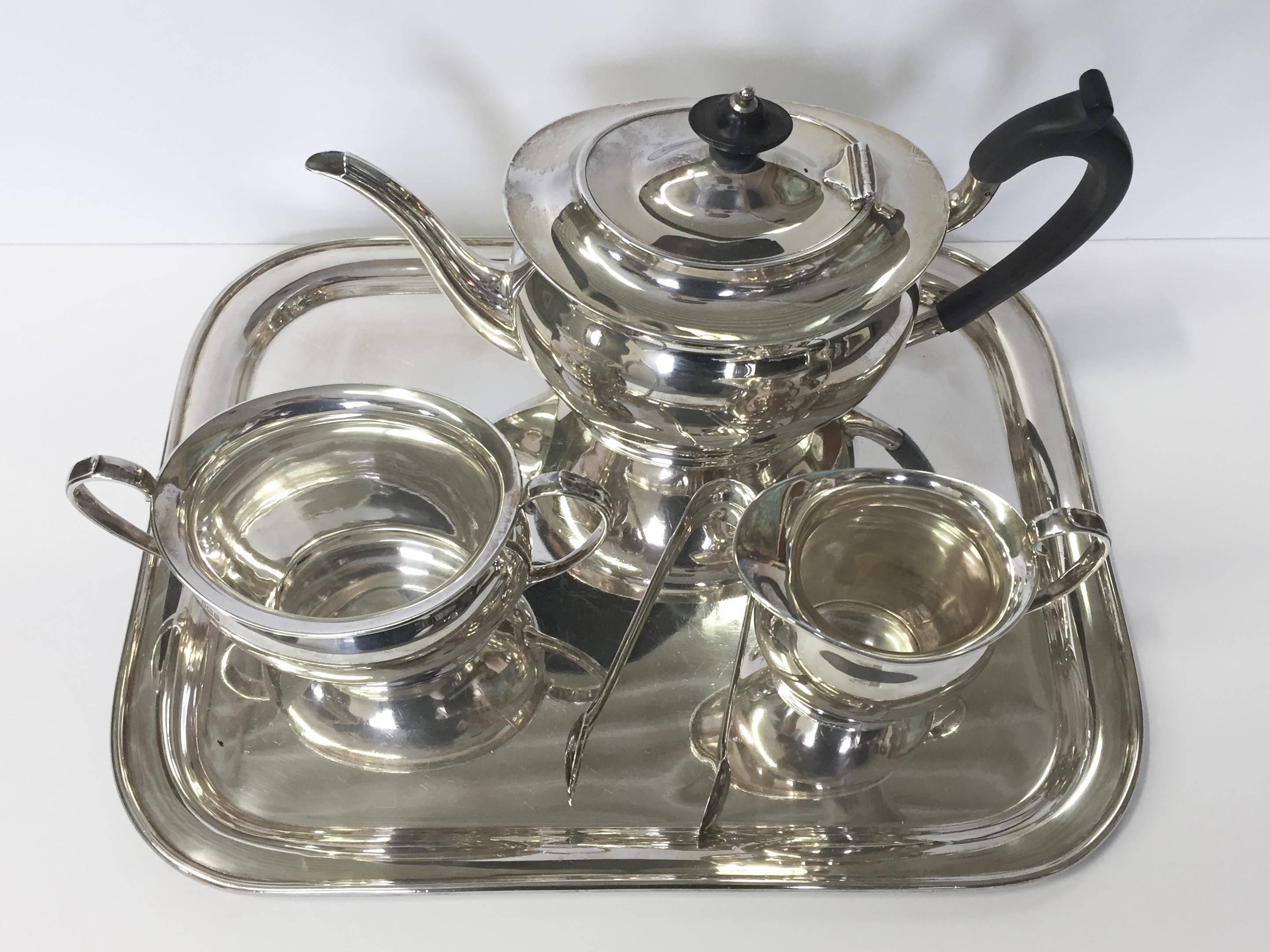 British English Sterling Silver Tea Set For Sale