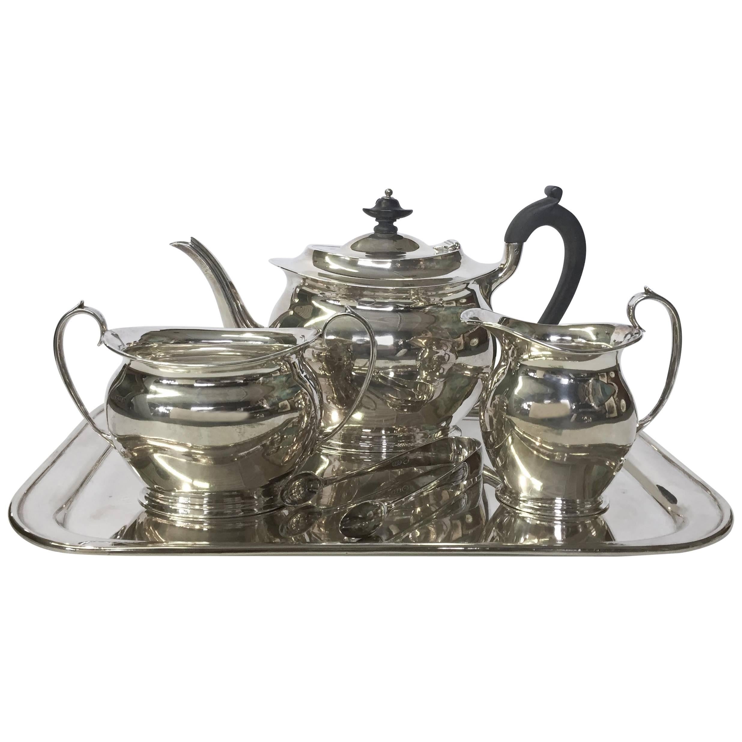 English Sterling Silver Tea Set For Sale