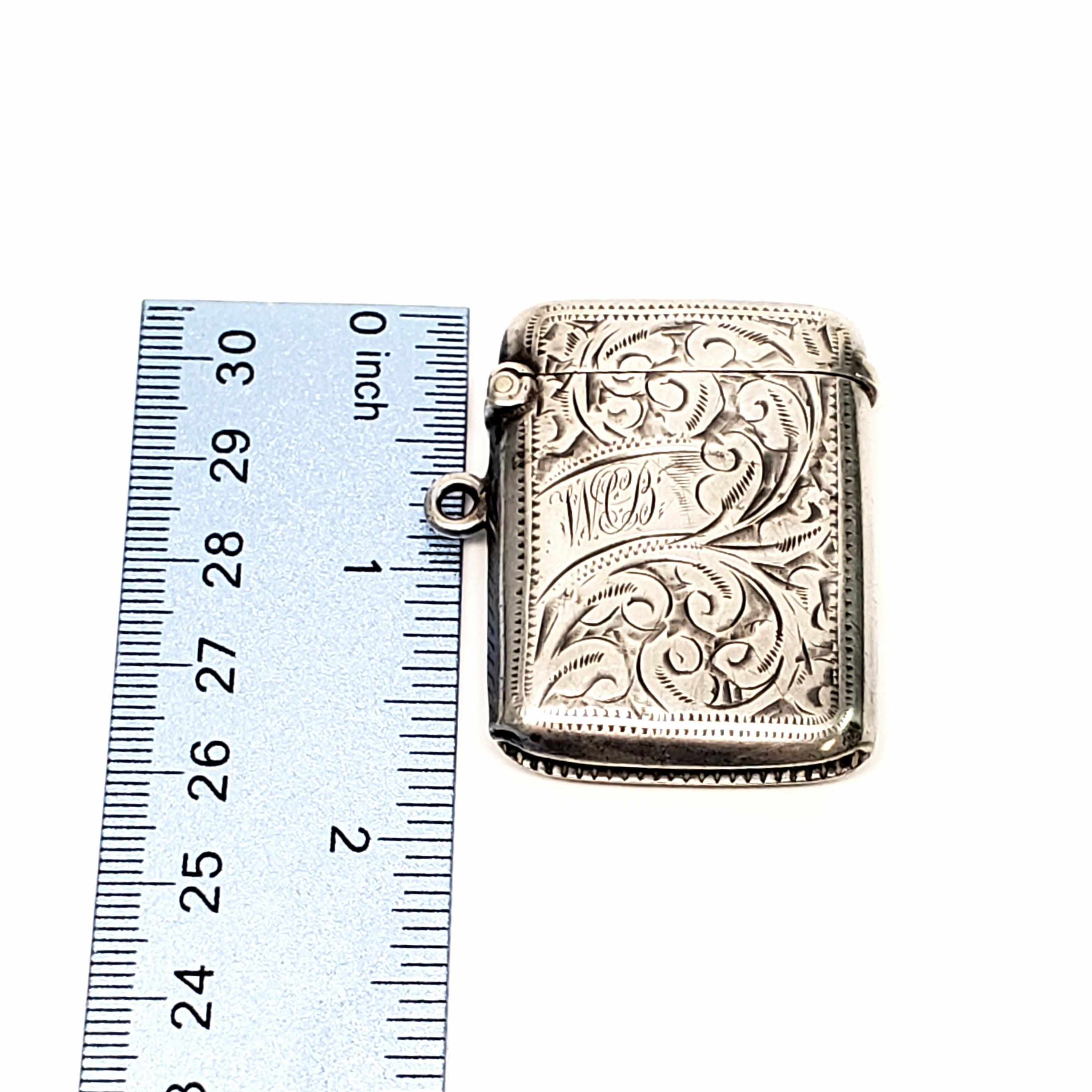 English Sterling Silver Thomas Bishton Match Safe or Vesta Case with Monogram 1