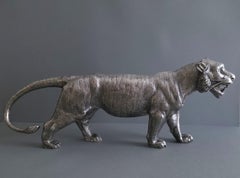 English Sterling Silver Tiger Sculpture - Edward Barnard & Sons, London, 1975