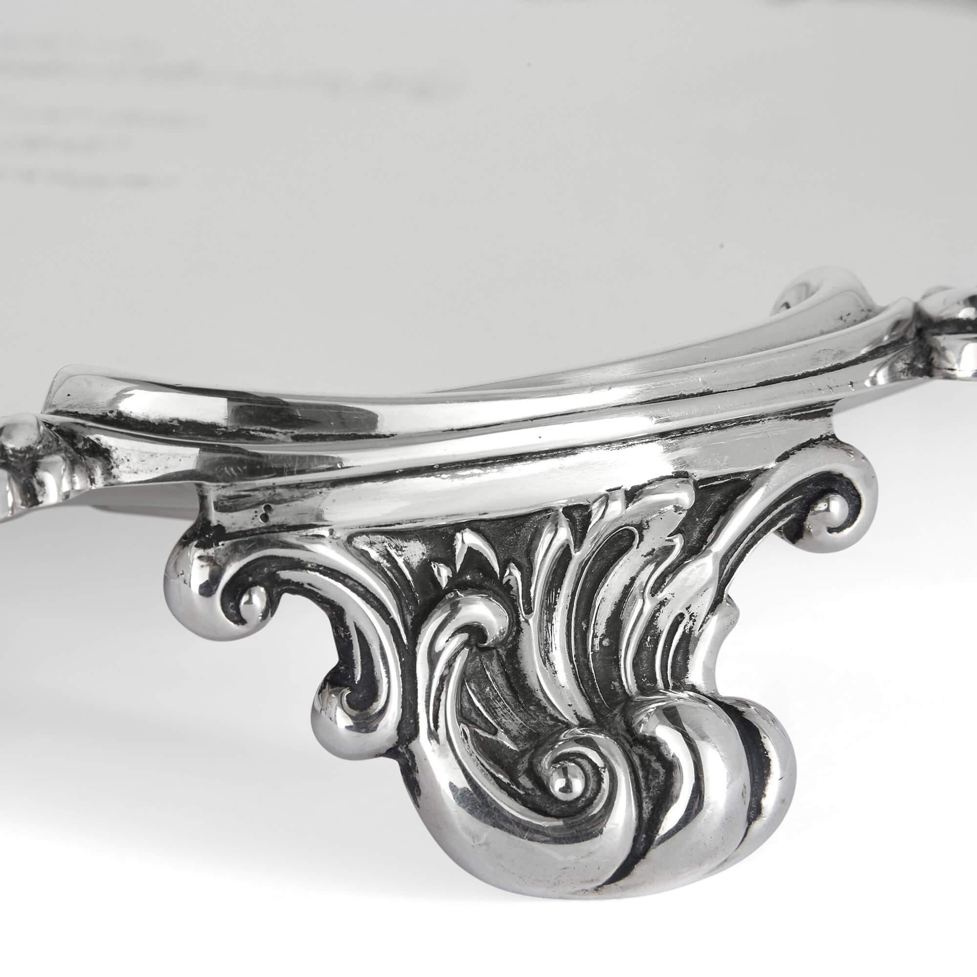 20th Century English Sterling Silver Tray with Case by Elkington For Sale