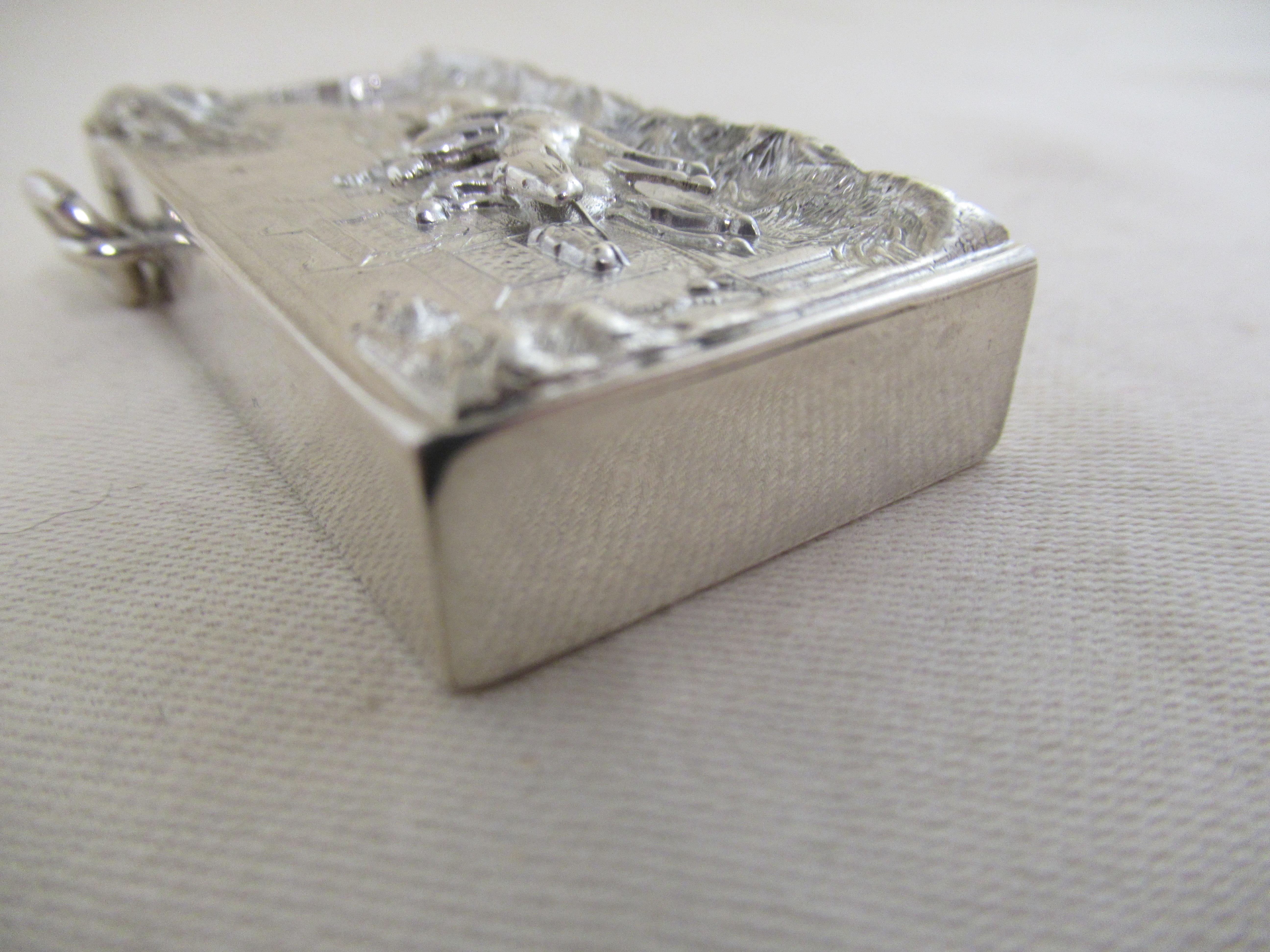Victorian English Sterling Silver Vesta Case, Chester Races, Hallmarked:-Sheffield 1898 For Sale