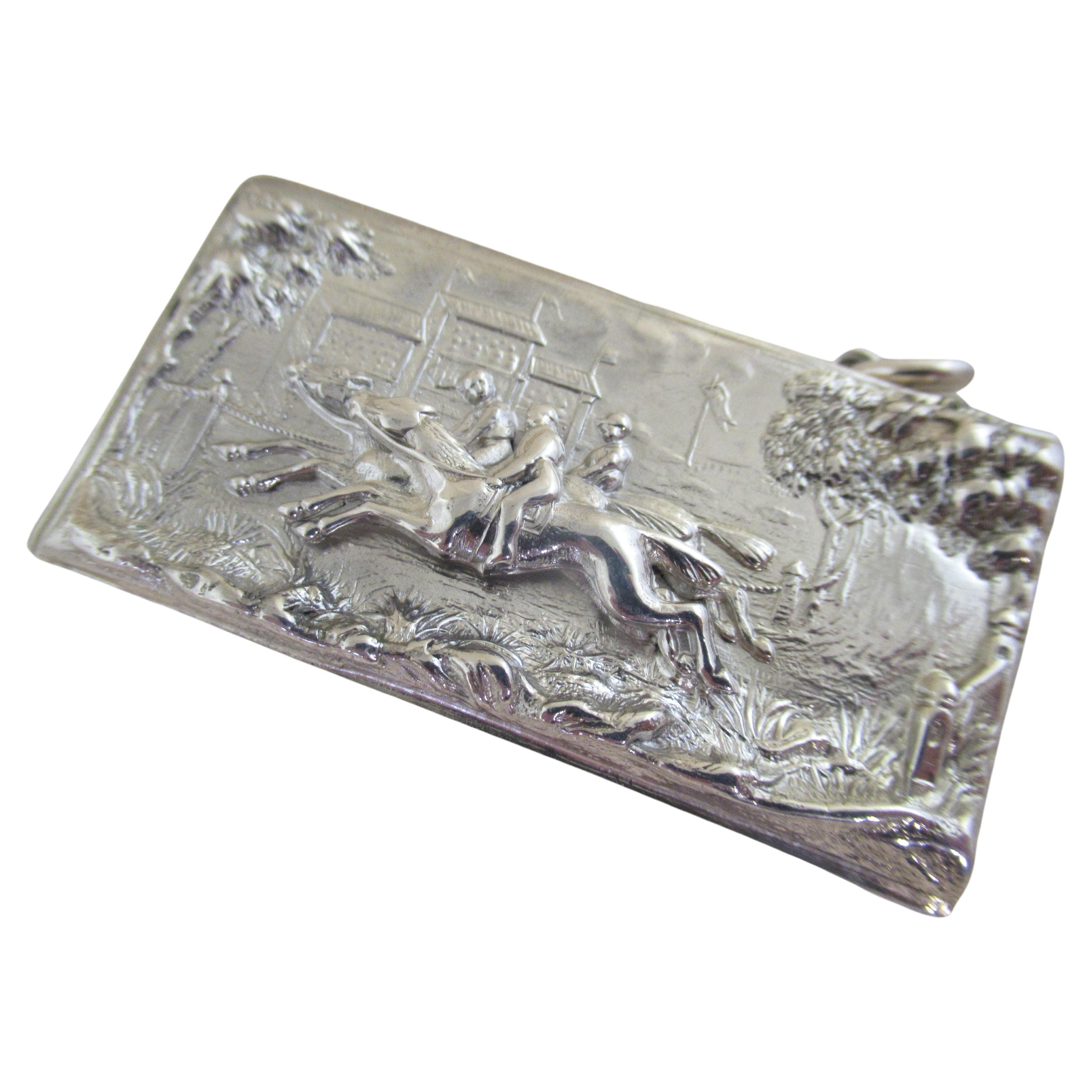 English Sterling Silver Vesta Case, Chester Races, Hallmarked:-Sheffield 1898