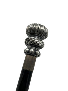 English Sterling Silver Walking Stick with Classical Fluted Finial