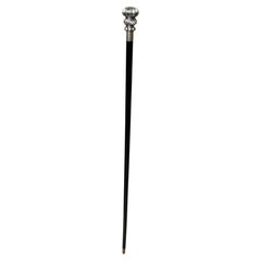English Sterling Silver Walking Stick with Classical Fluted Finial