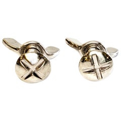 English Sterling Silver Wing Nut and Bolt Cufflinks
