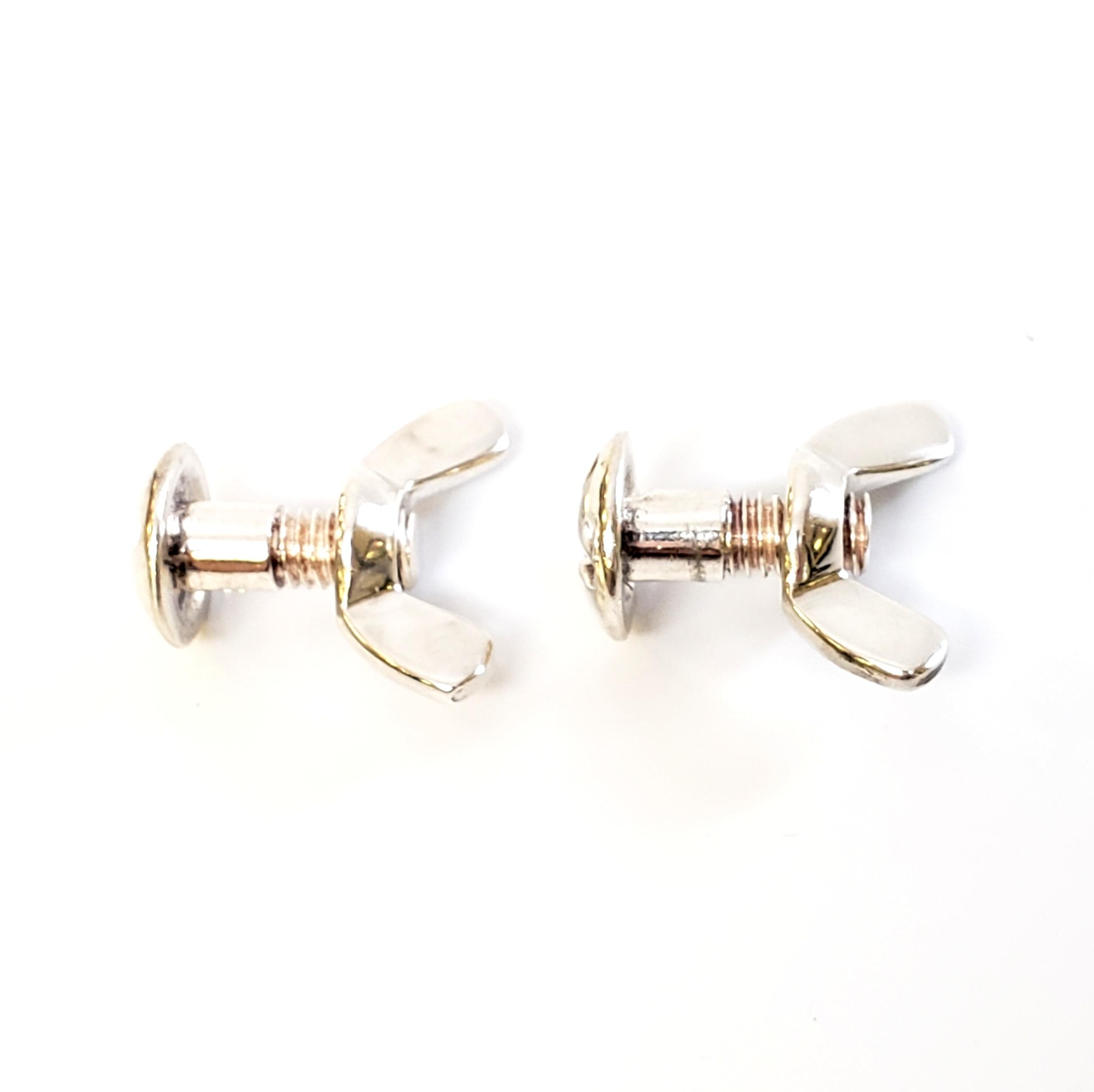 Men's English Sterling Silver Wing Nut and Bolt Cufflinks