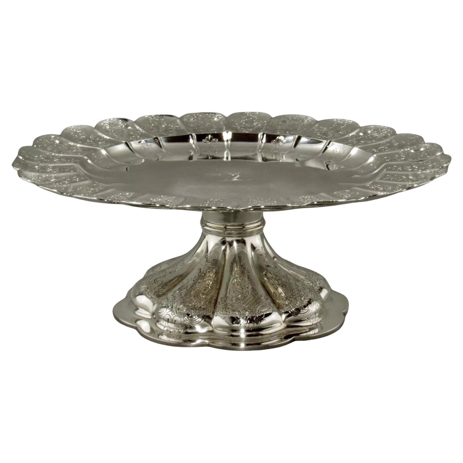ENGLISH STERLING TAZZA Circa 1843  ROBERT GARRARD known as  Royal Silversmith For Sale
