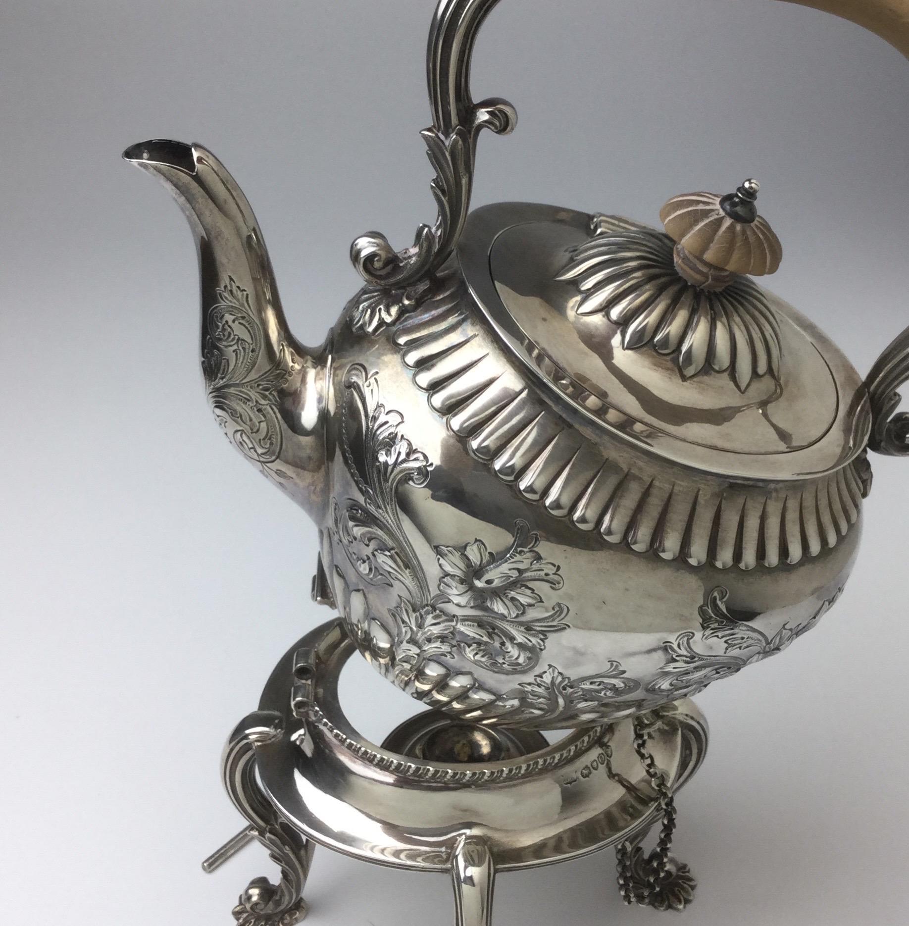 Sterling Silver English Sterling Tip Kettle by Mappin & Web, London, 1893-1895 For Sale