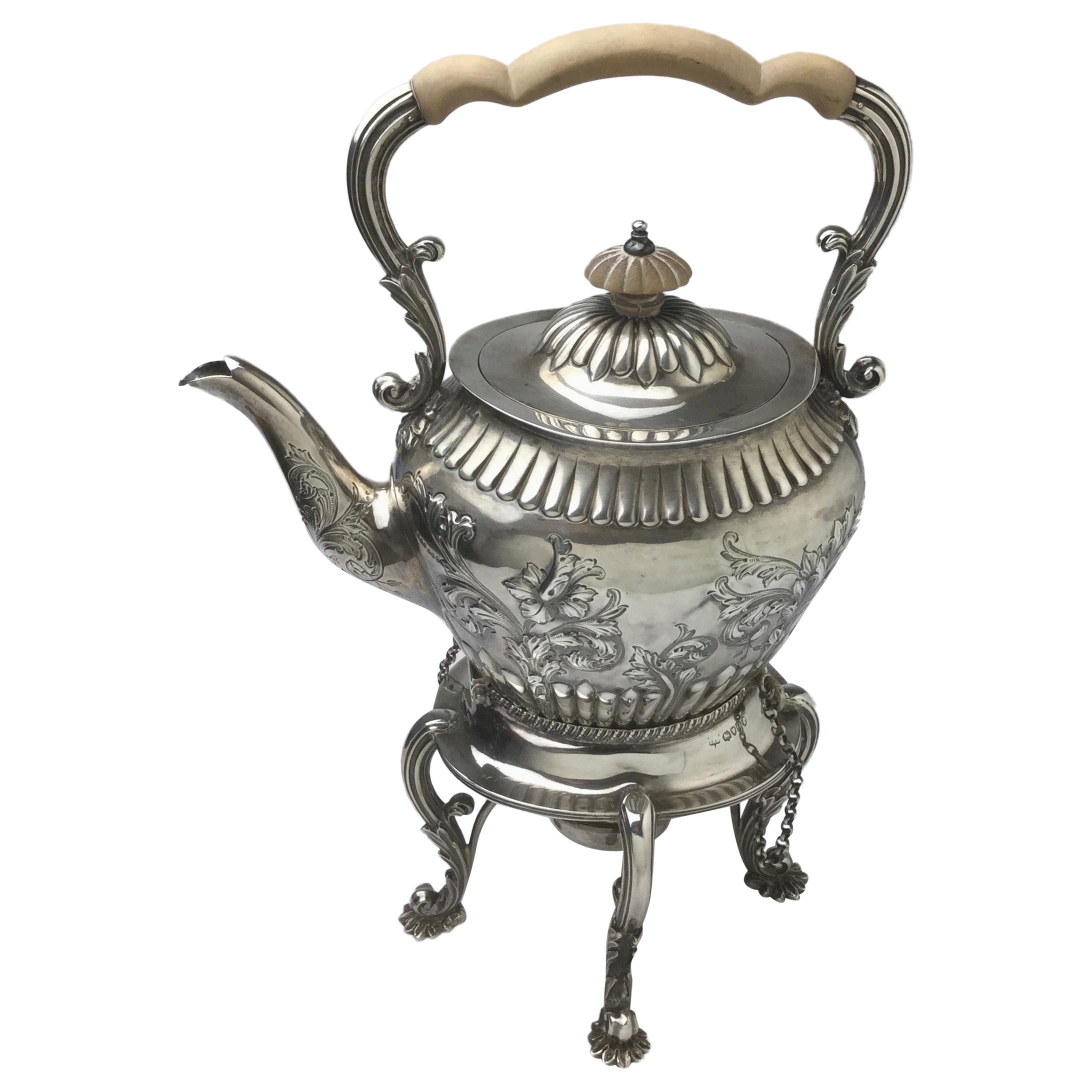 English Sterling Tip Kettle by Mappin & Web, London, 1893-1895 For Sale