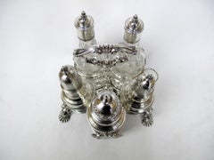 English Sterling "Warwick" Cruet Set, Samuel Wood, 1748, Original and Complete