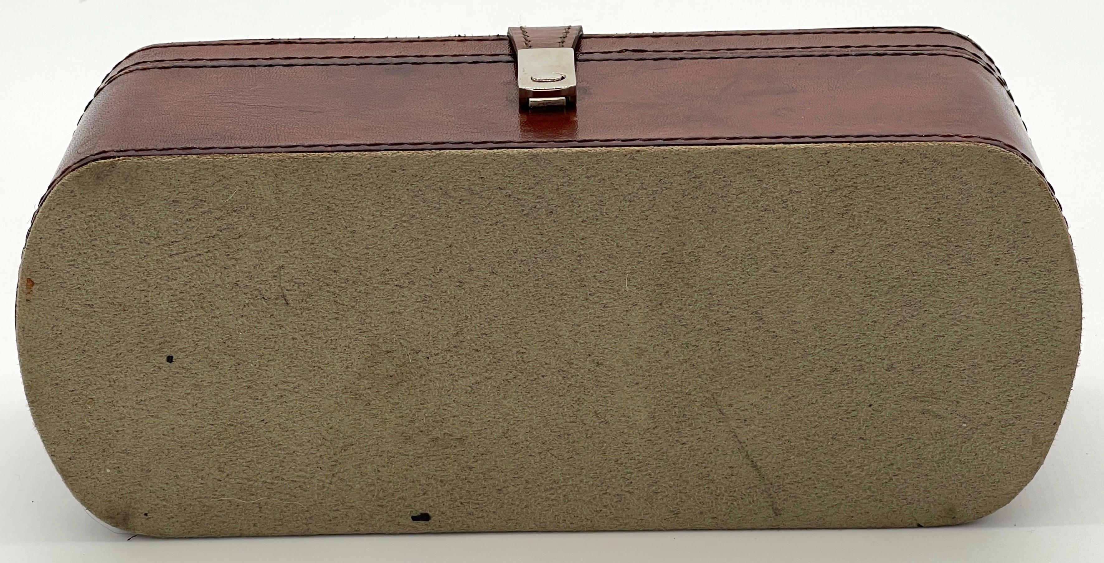English Stitched Saddle Leather Dreiteilige Uhrenbox  im Angebot 8