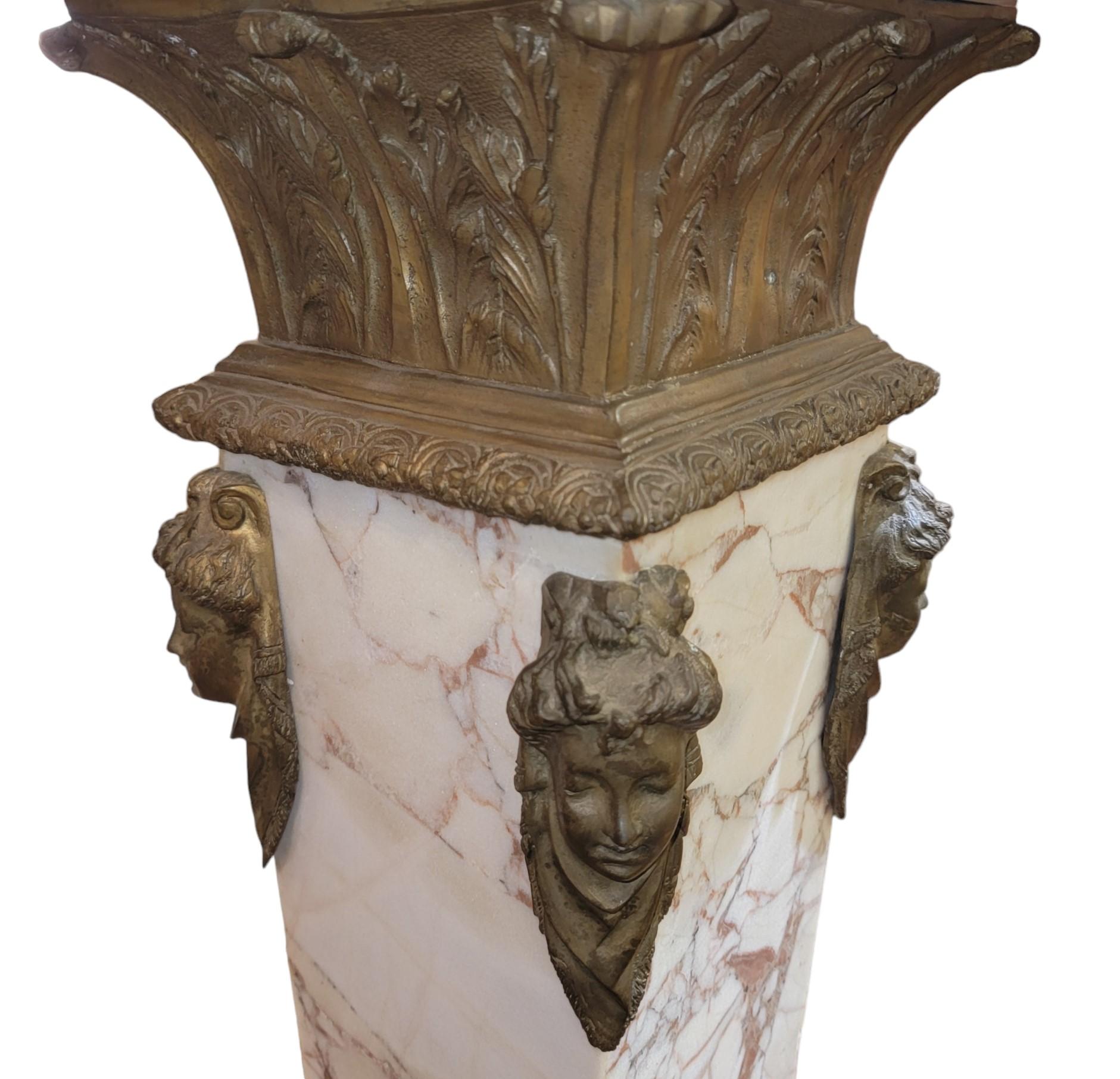 Mid-Century Modern English Stlyle  Marble And Bronze Stand For Sale