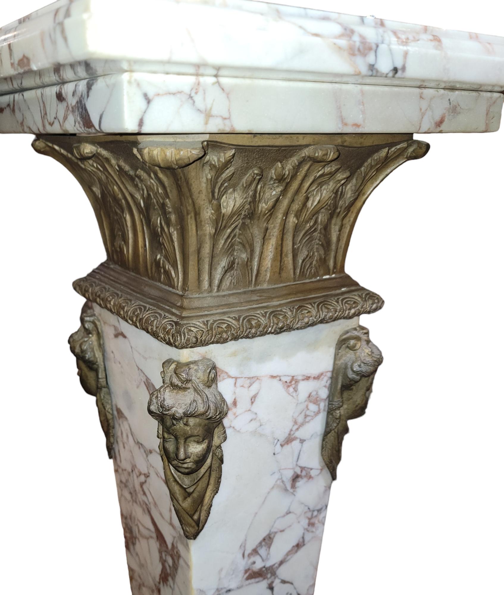 English Stlyle  Marble And Bronze Stand For Sale 1