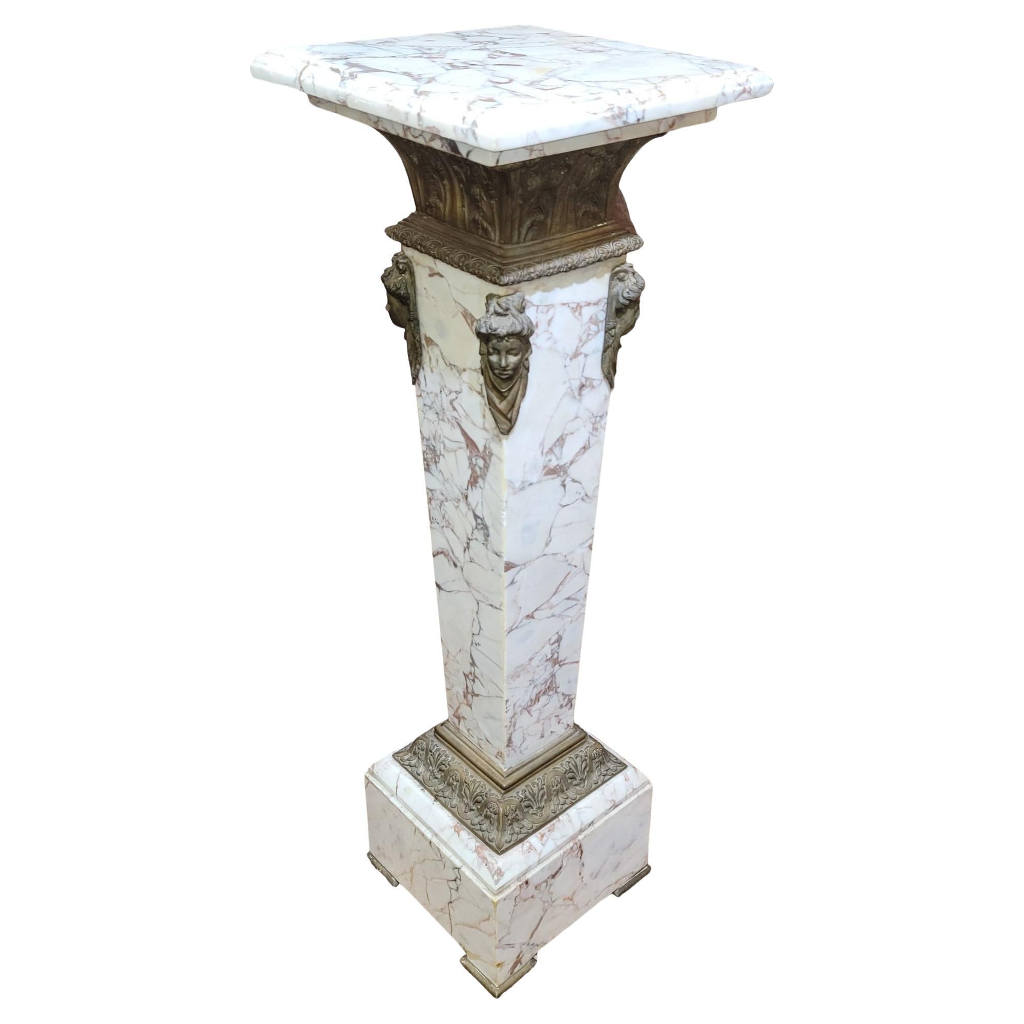 English Stlyle  Marble And Bronze Stand For Sale