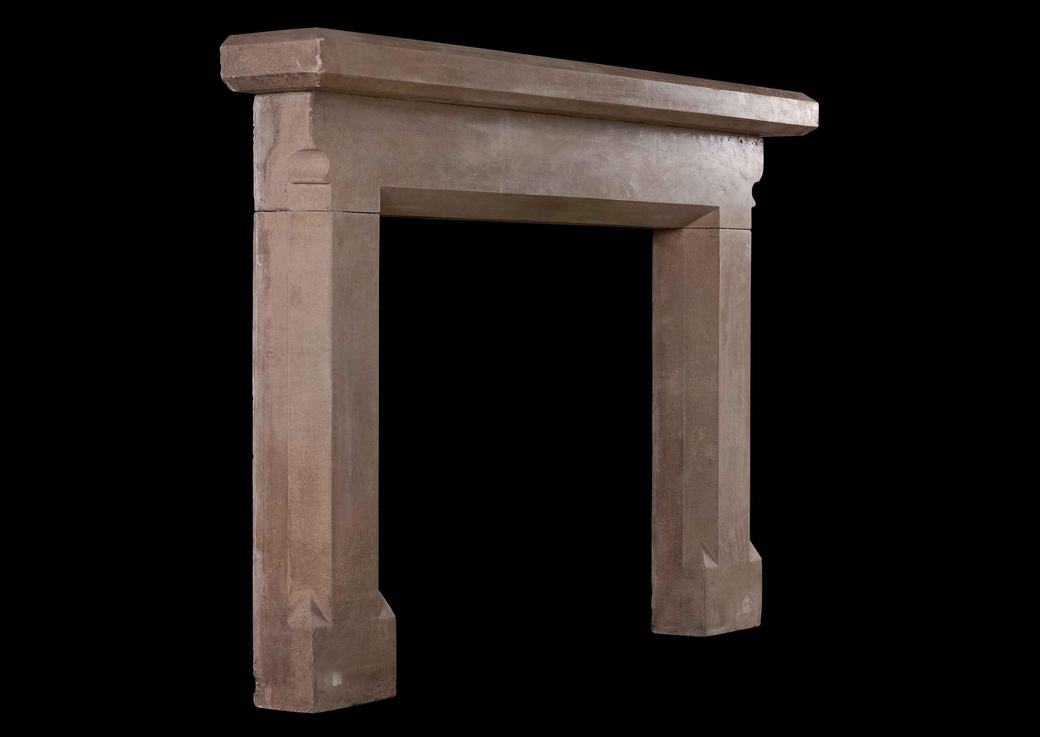 English Stone Fireplace Mantel in the Gothic Style In Good Condition For Sale In London, GB