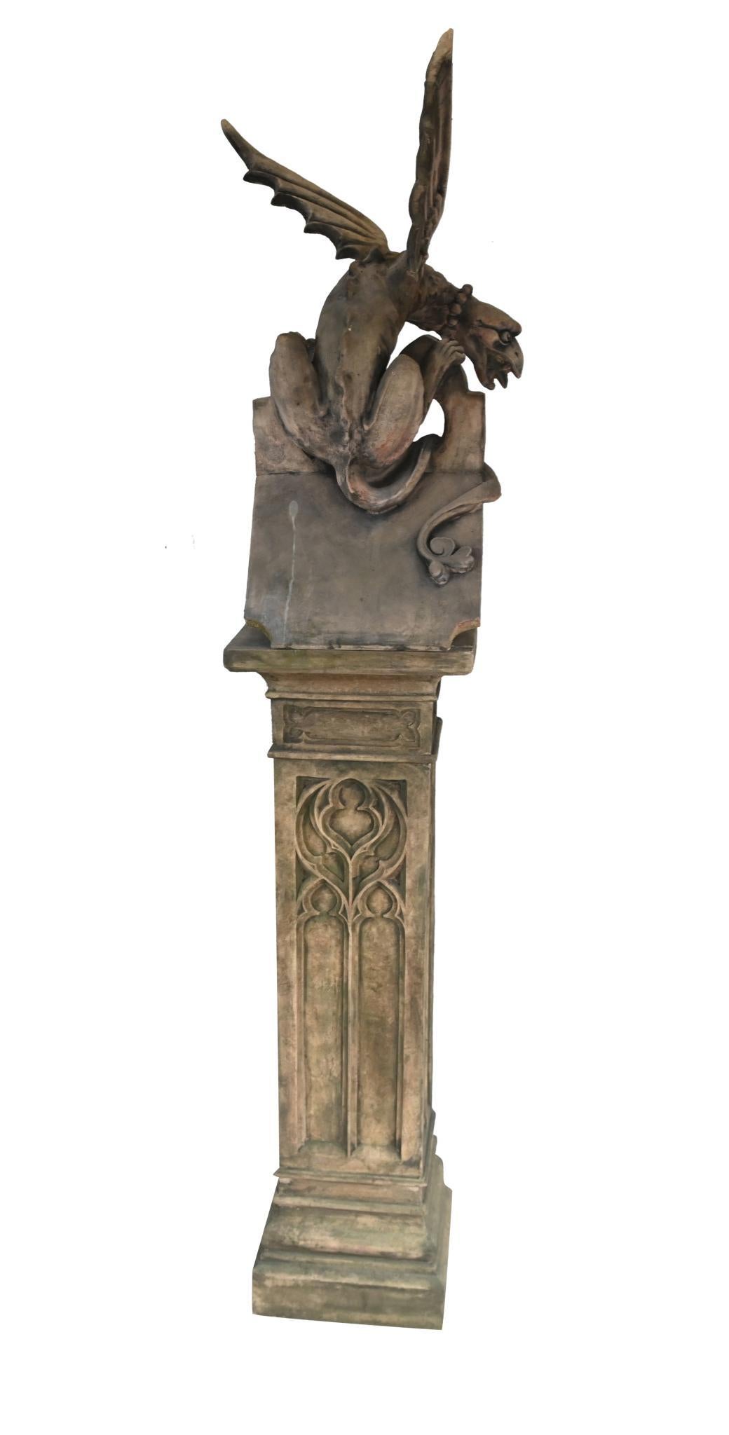 Late 20th Century English Stone Gargoyle Griffin Garden Statue For Sale