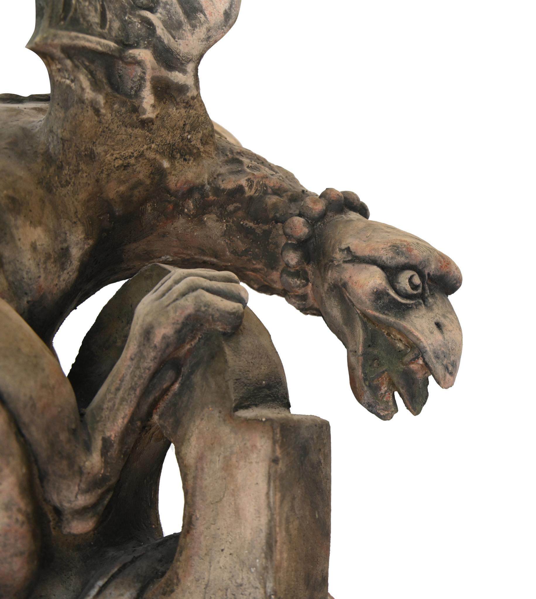 English Stone Gargoyle Griffin Garden Statue For Sale 1