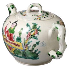 English Stoneware Decorated Teapot Staffordshire Mid-18th Century 