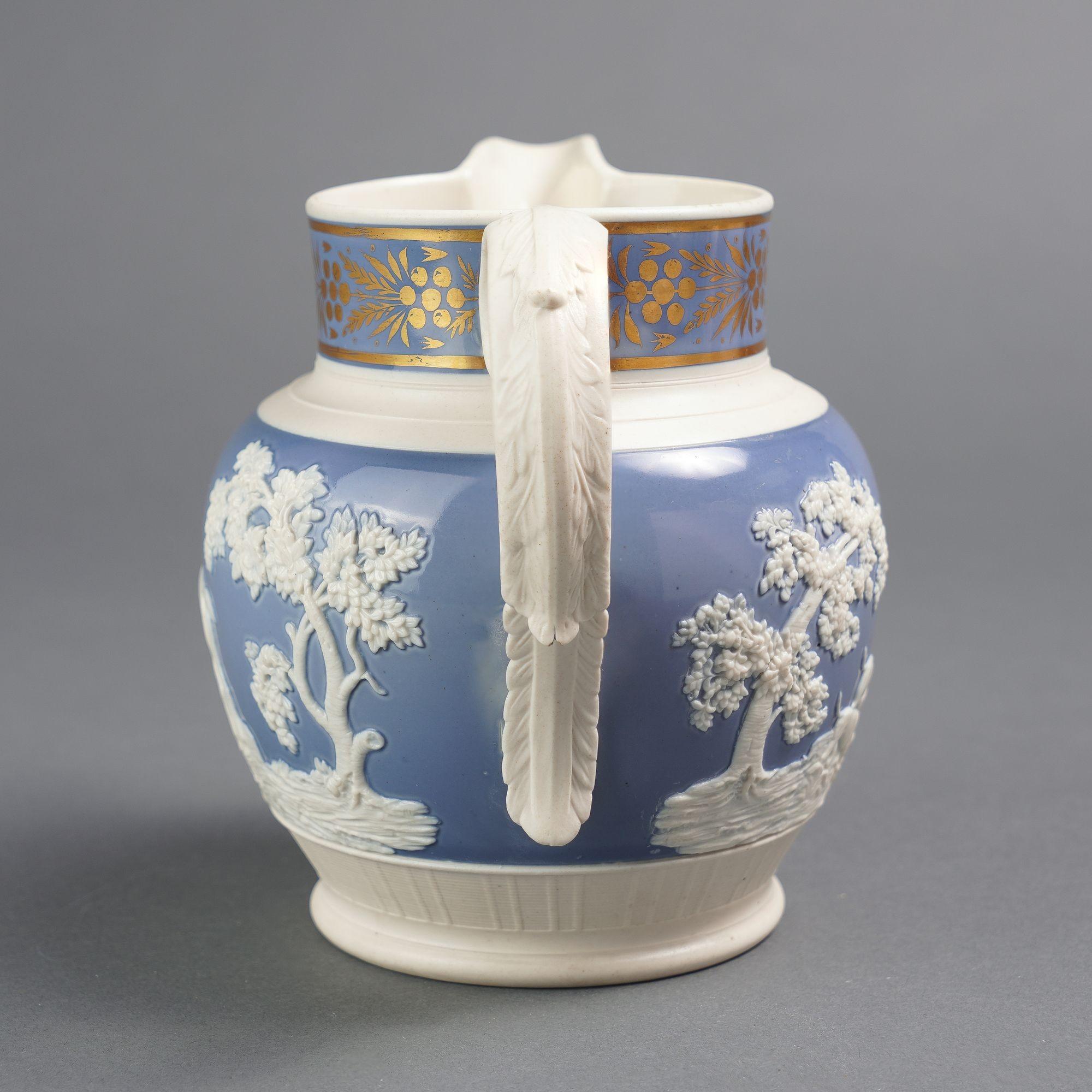 British English stoneware hunt jug by Chetham & Woolley, c. 1793-1821 For Sale