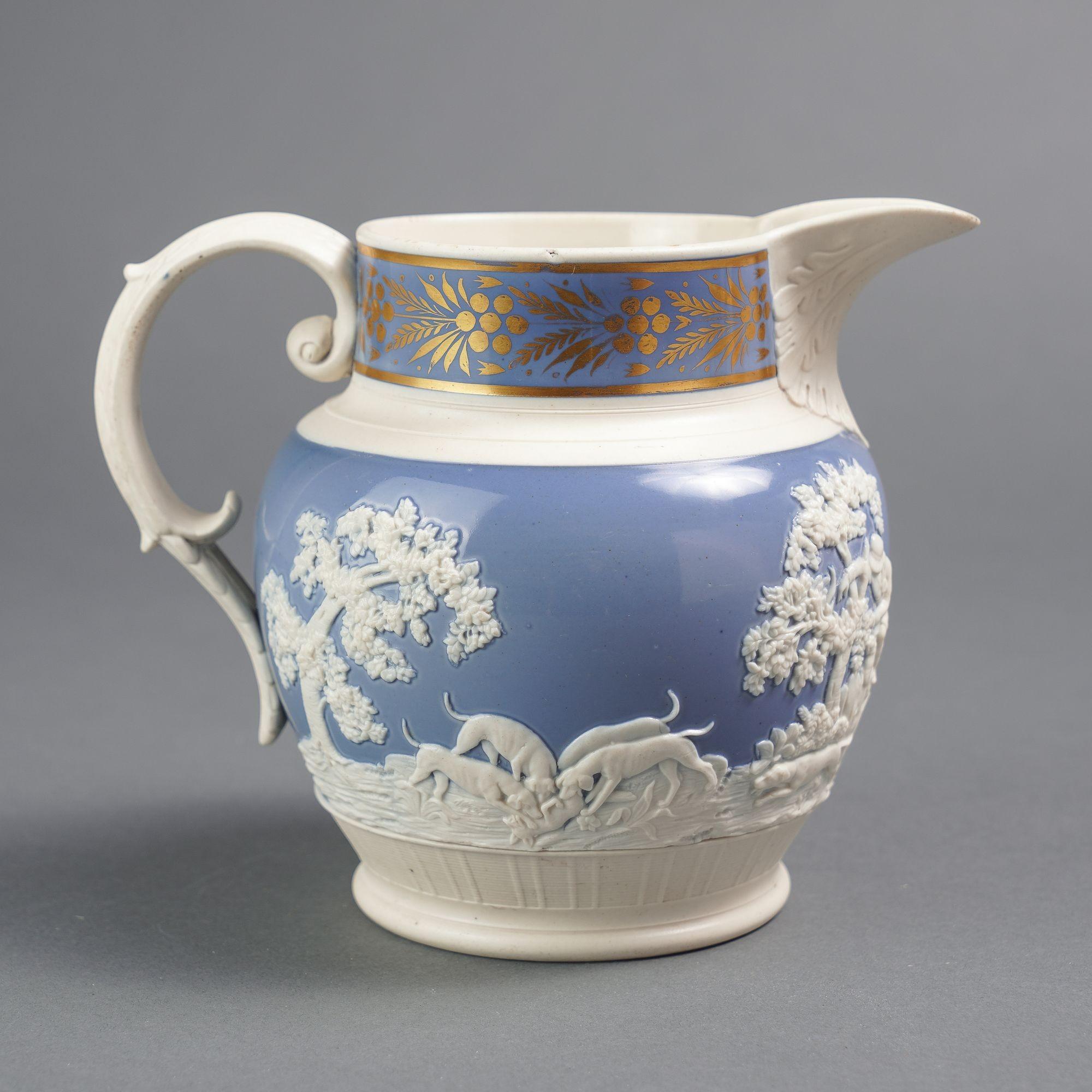 19th Century English stoneware hunt jug by Chetham & Woolley, c. 1793-1821 For Sale