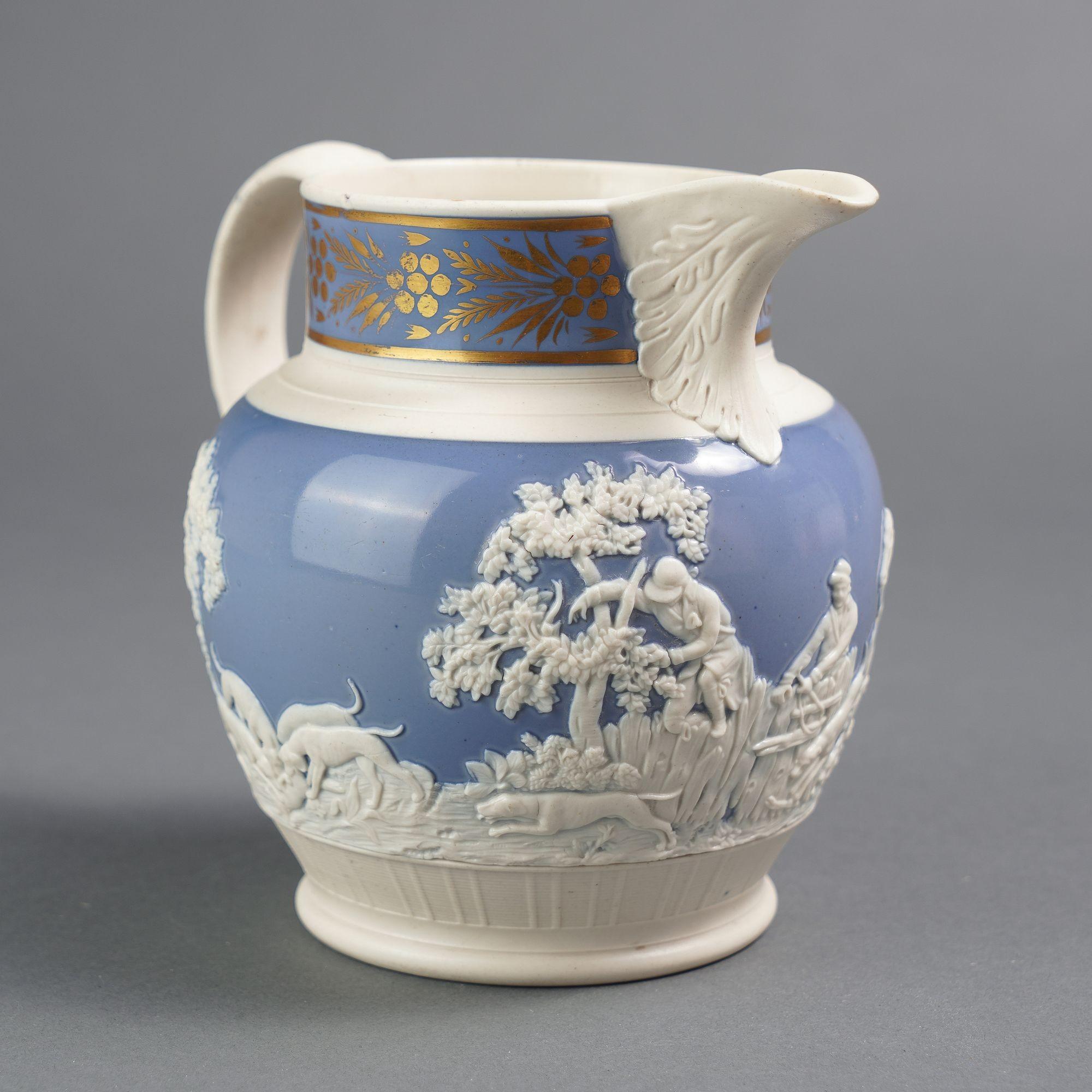 Stoneware English stoneware hunt jug by Chetham & Woolley, c. 1793-1821 For Sale