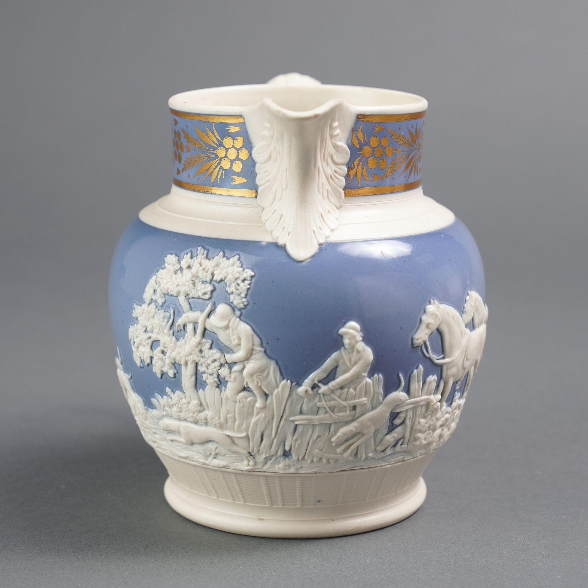 English stoneware hunt jug by Chetham & Woolley, c. 1793-1821 For Sale 1