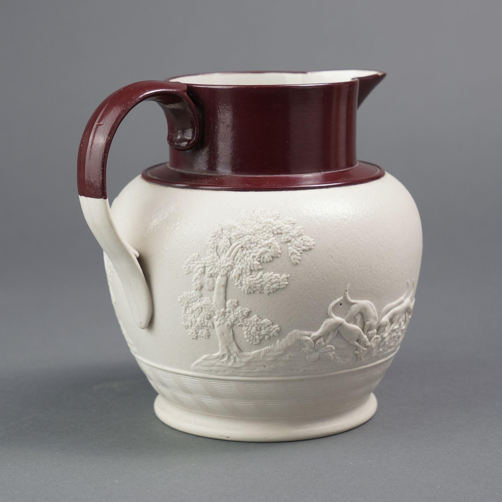 English stoneware hunt jug by Spode, c. 1810 In Good Condition For Sale In Kenilworth, IL