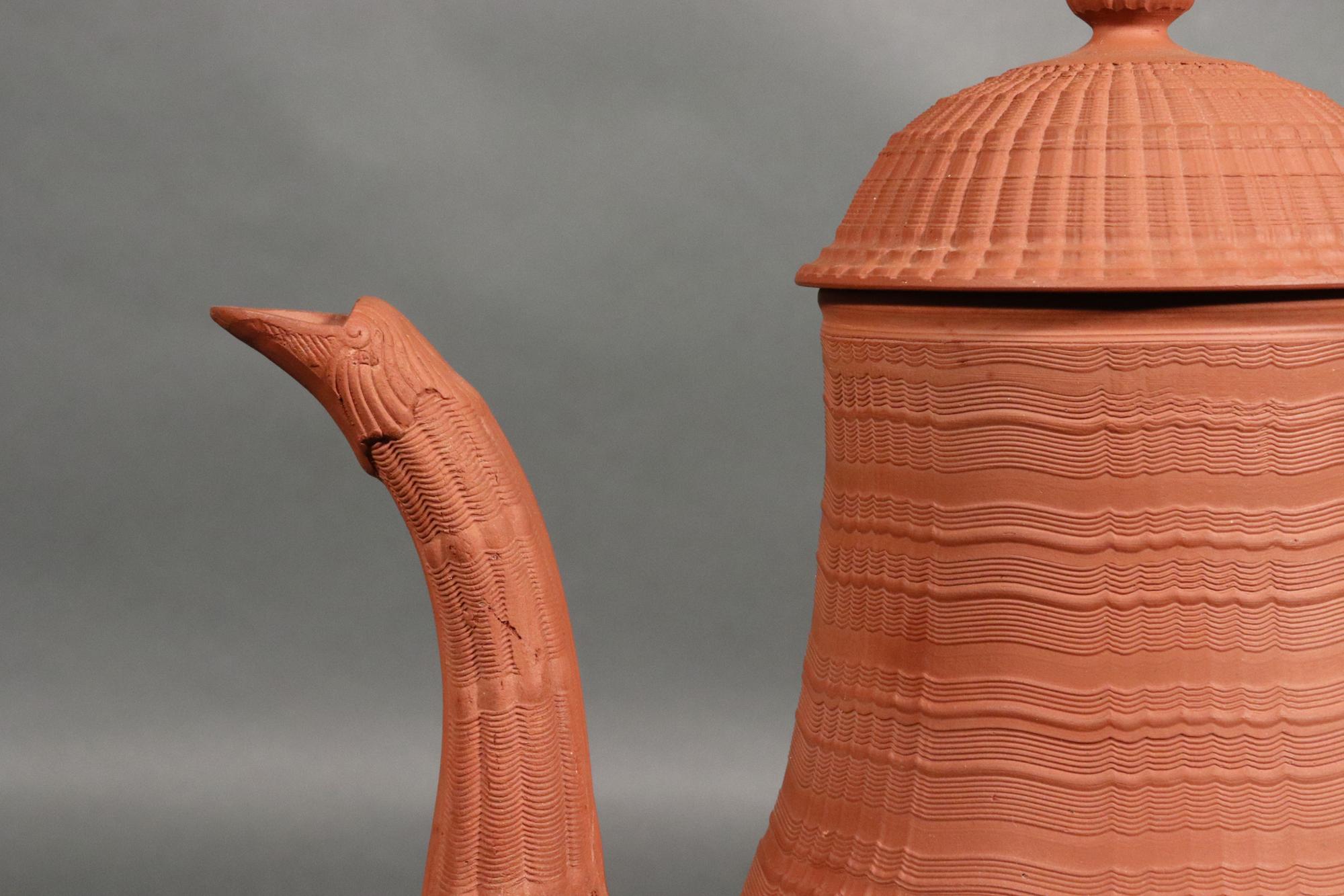 18th Century English Stoneware Pottery Redware Coffeepot For Sale