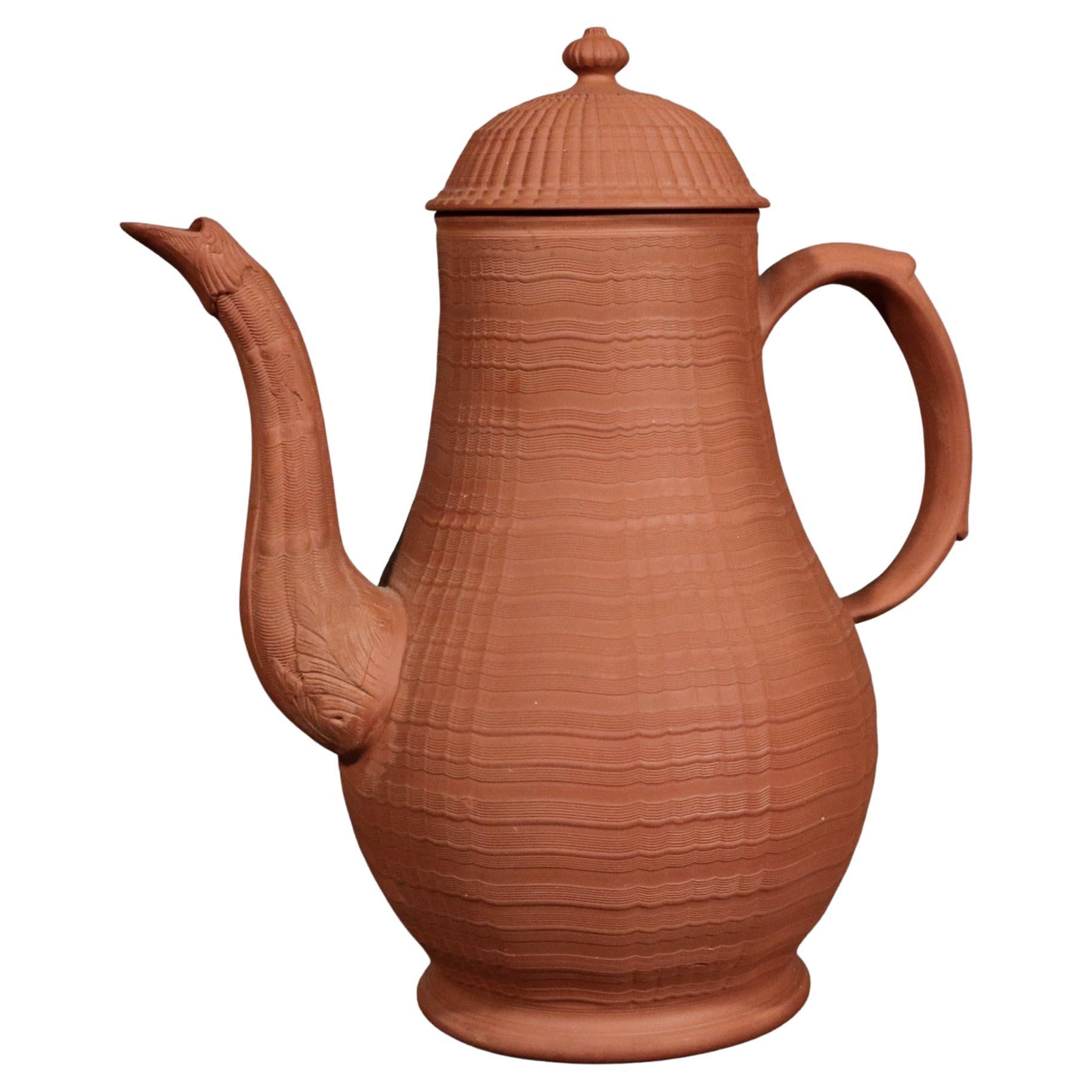English Stoneware Pottery Redware Coffeepot For Sale