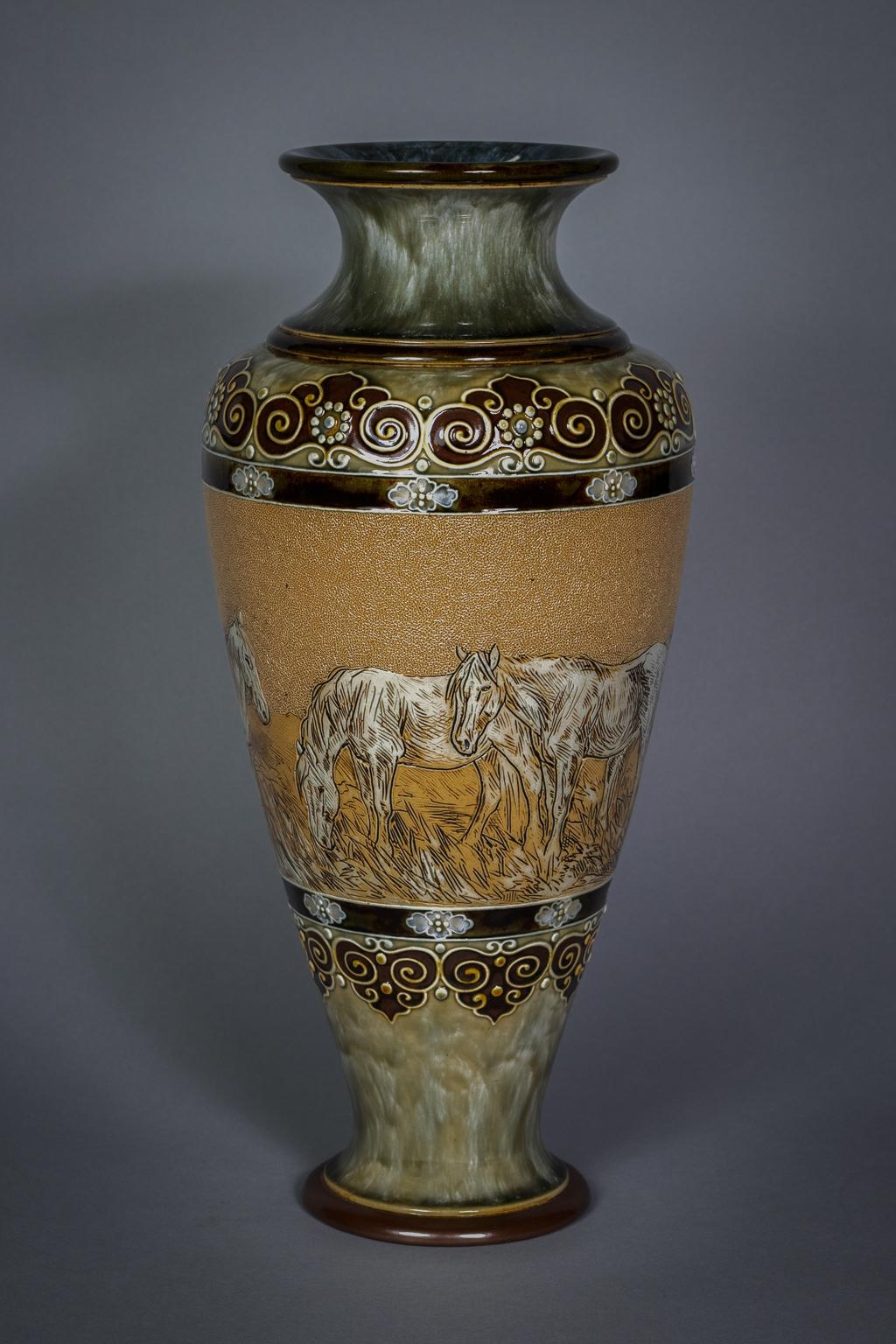 English Stoneware Vase, Royal Doulton, circa 1905. Maker: Hannah Barlow.