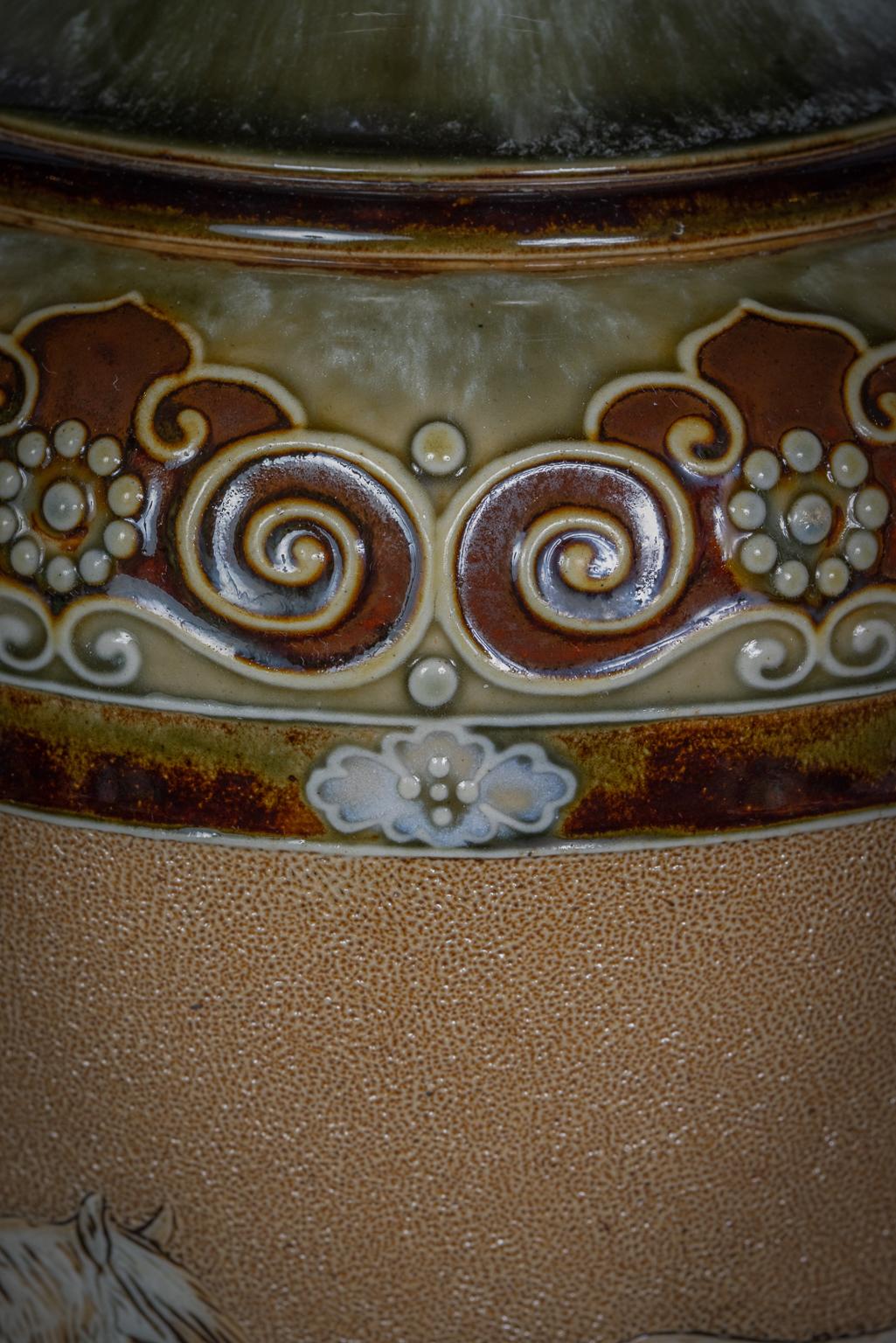20th Century English Stoneware Vase, Royal Doulton, circa 1905 For Sale