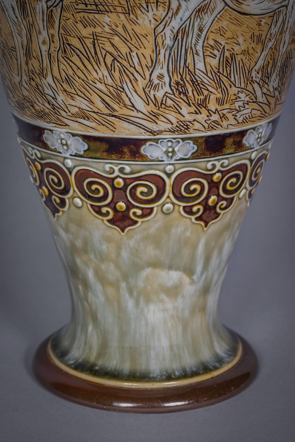English Stoneware Vase, Royal Doulton, circa 1905 For Sale 1