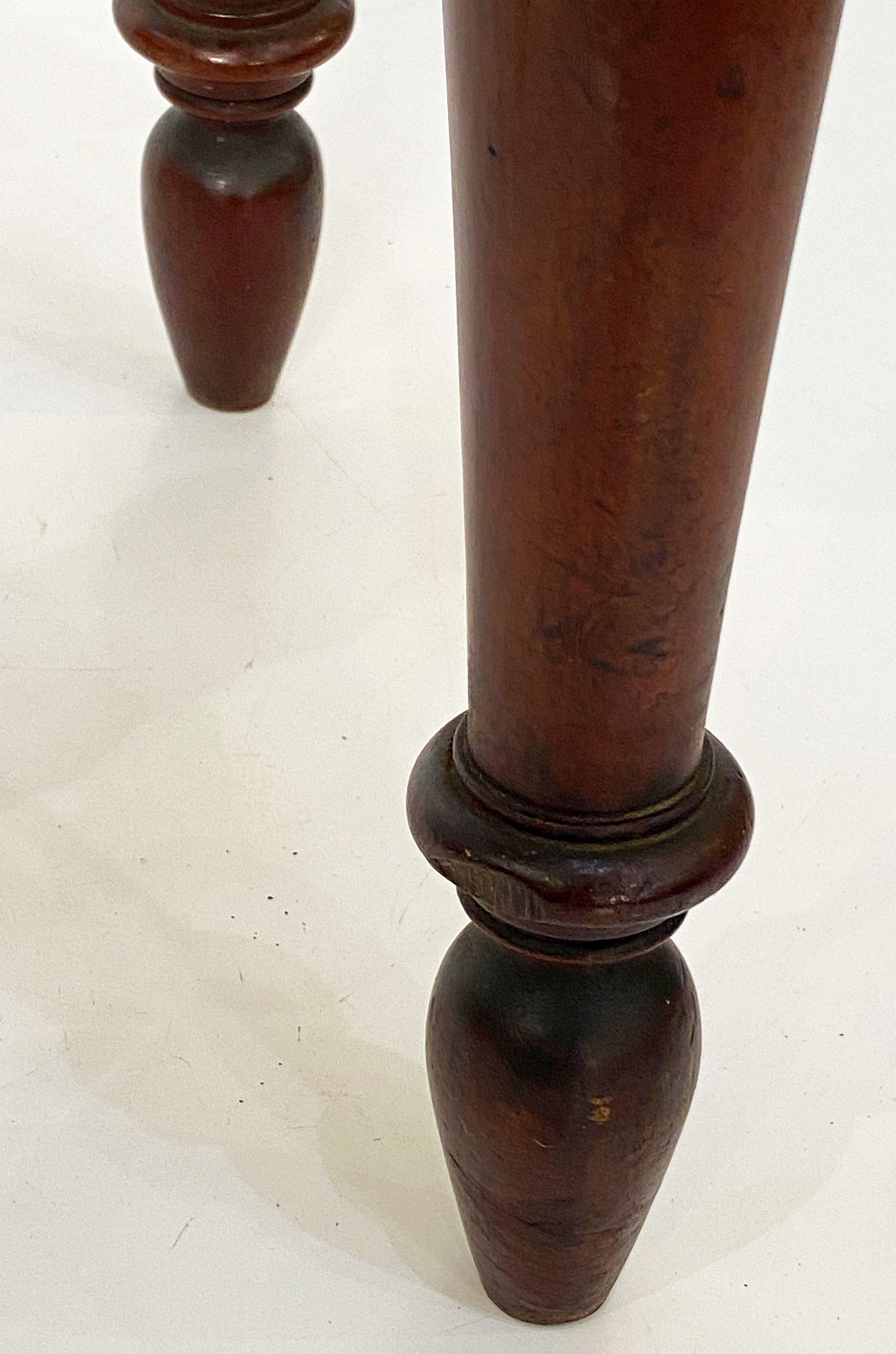 English Stool of Mahogany with Oval Seat and Turned Legs For Sale 7