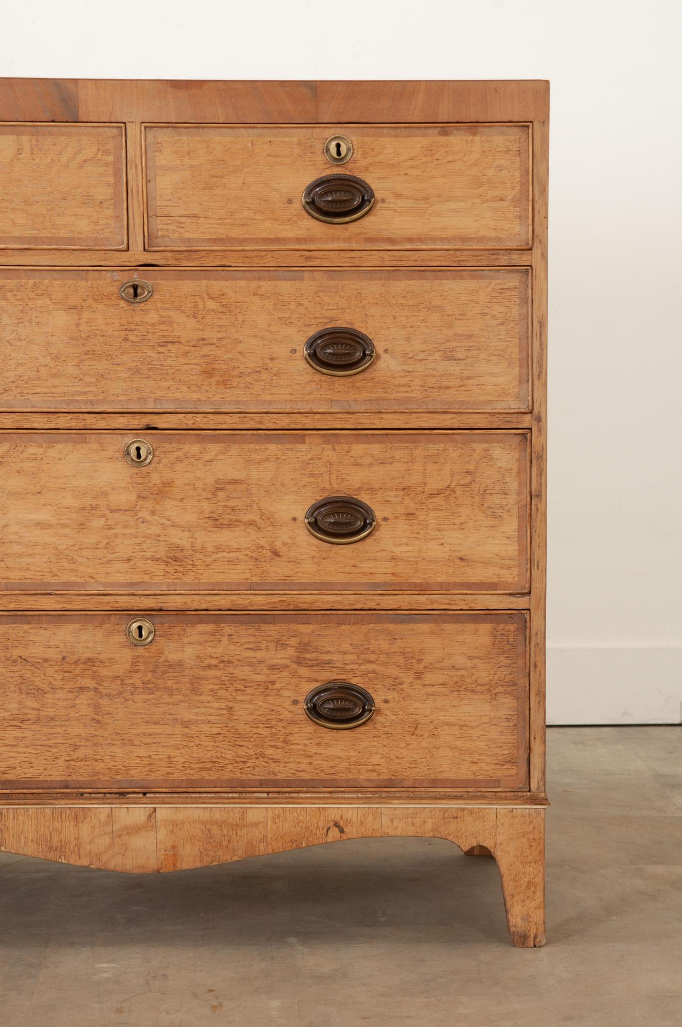 Hand-Crafted English Stripped Mahogany Chest of Drawers