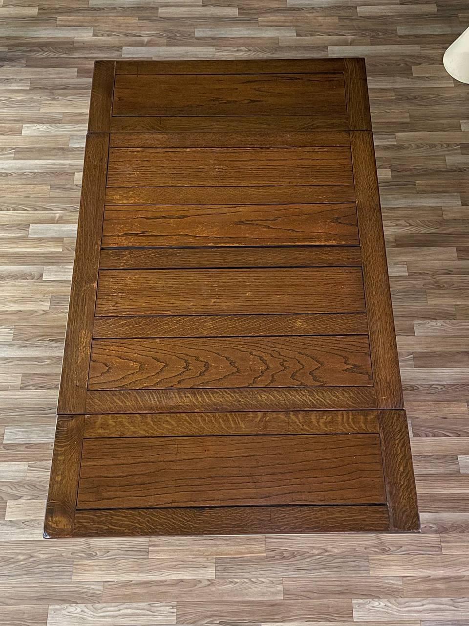 English Style Antique Farmhouse Oak Expanding Draw-Leaf Dining Table 1