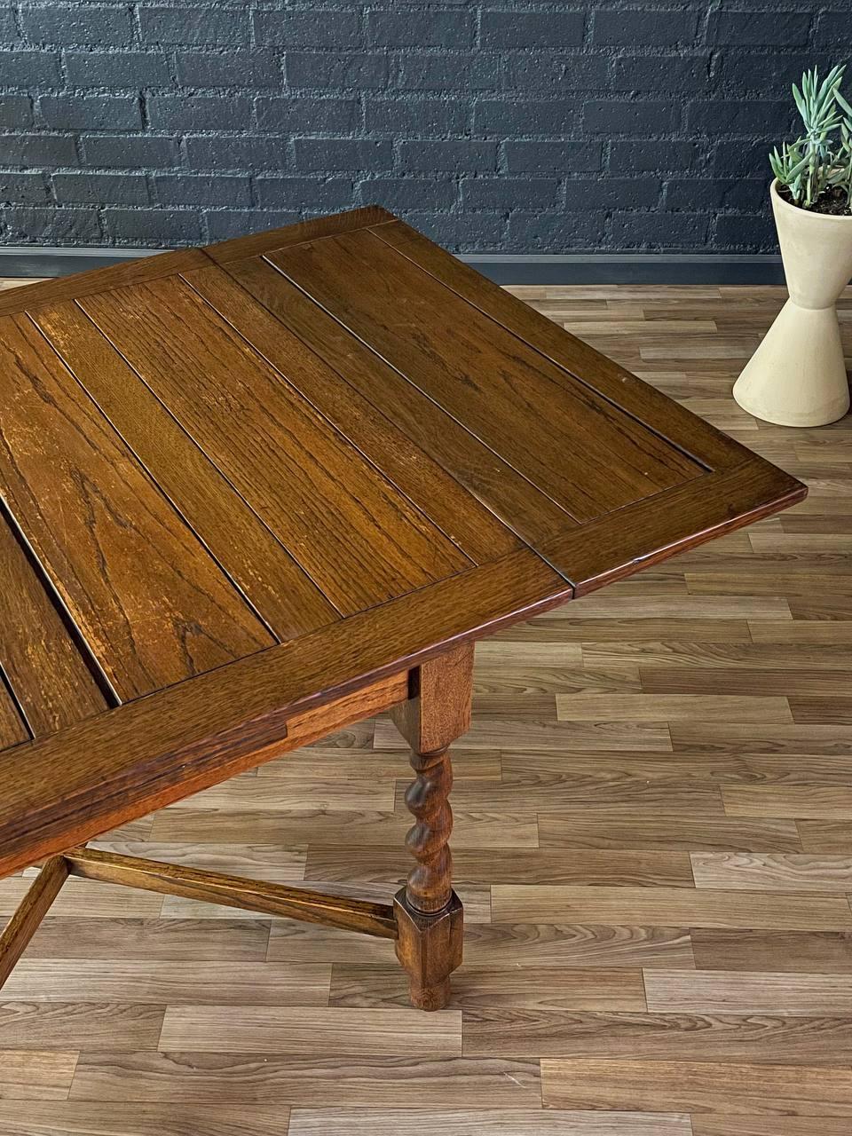 English Style Antique Farmhouse Oak Expanding Draw-Leaf Dining Table 3
