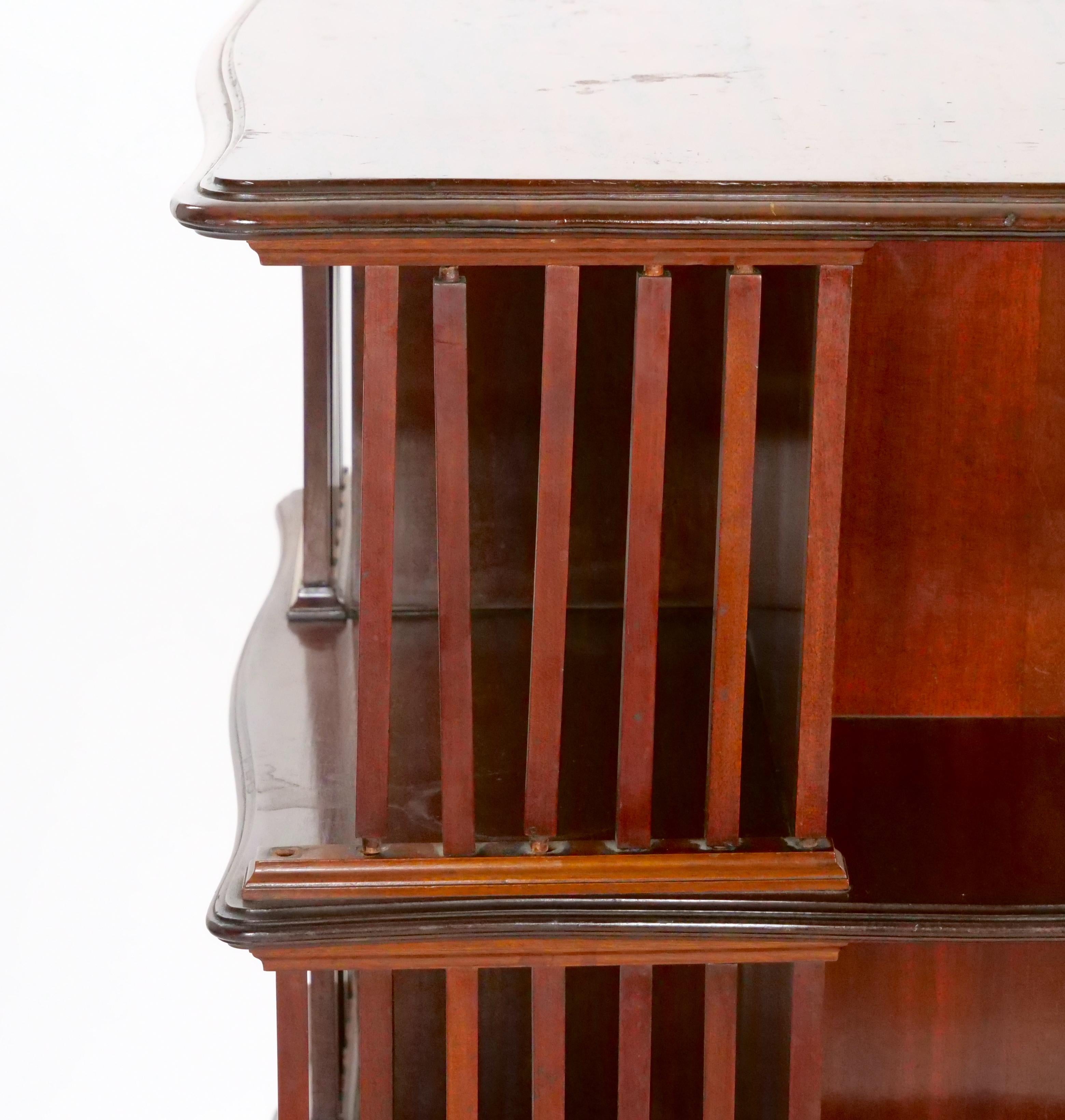 Late 19th Century English Style Antique Revolving Bookcase/ Shelf Stained Mahogany For Sale