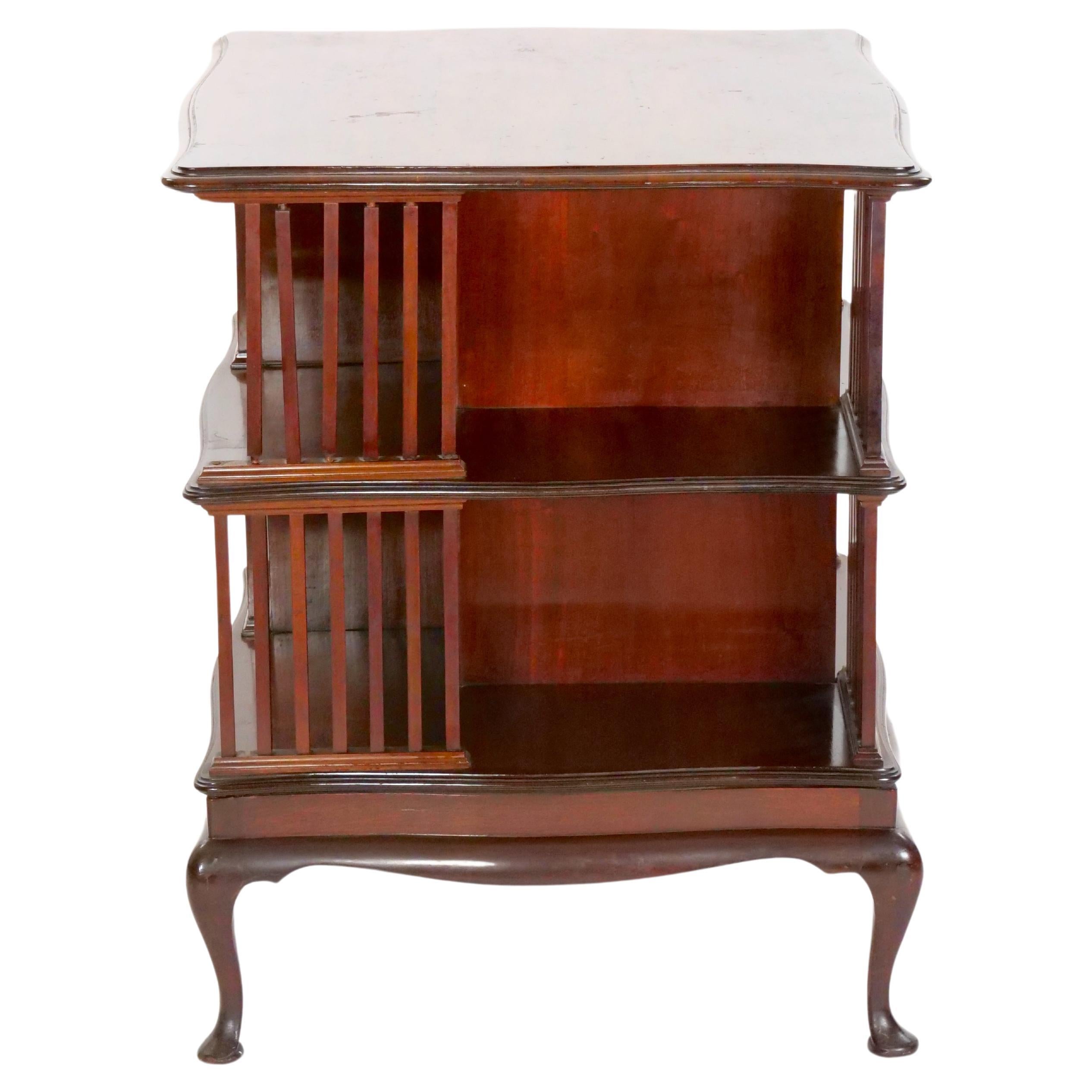 English Style Antique Revolving Bookcase/ Shelf Stained Mahogany For Sale