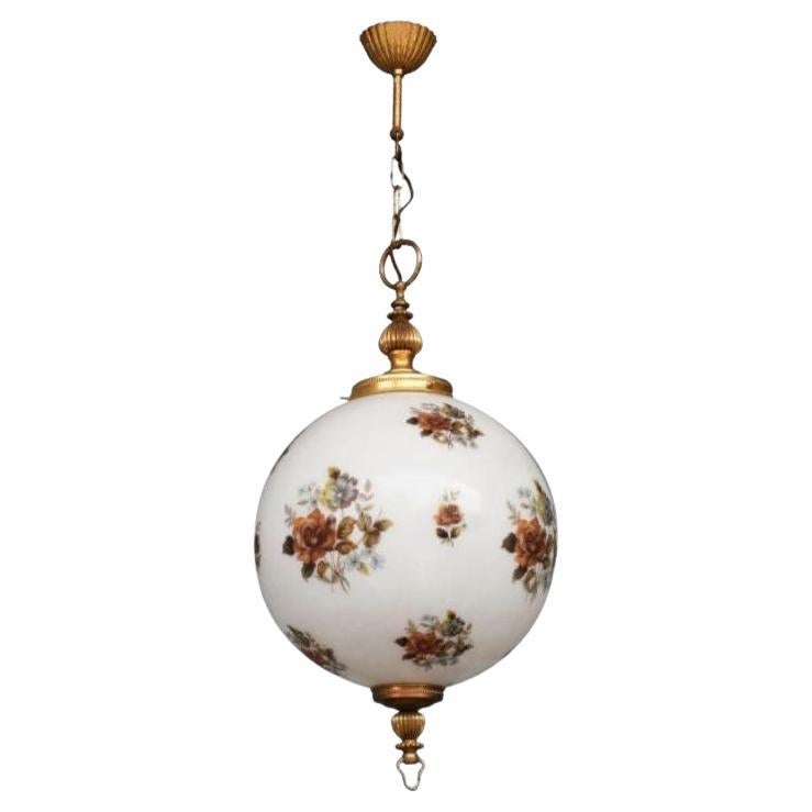 English Style Blown and Painted Glass Ball Lantern For Sale