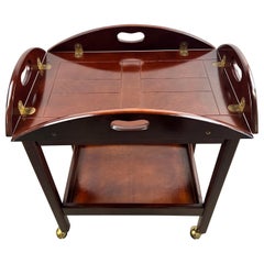 English Style Bombay Company Butler's Tray Table Cherry Wood Drop Leaf Serving