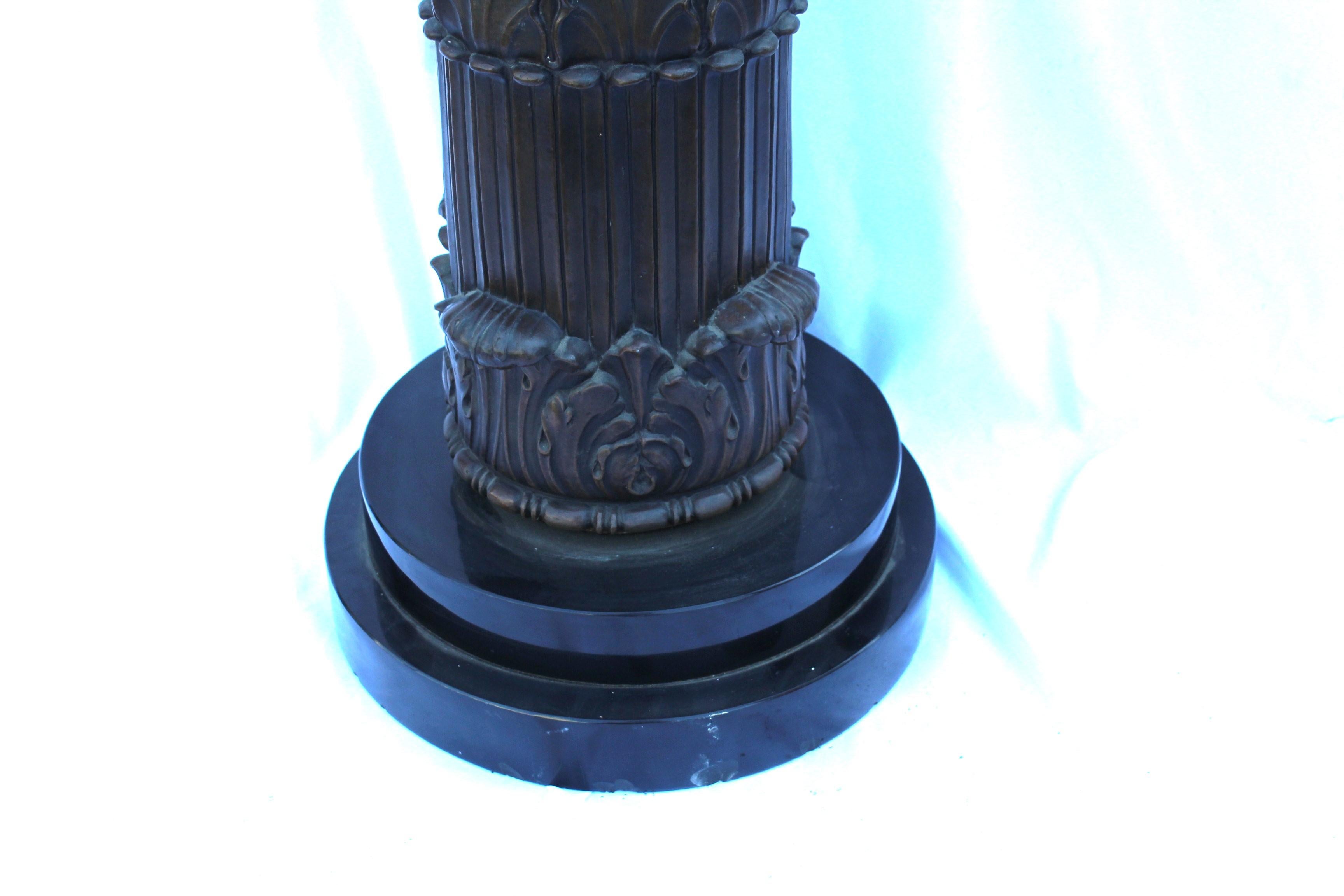 Late 20th Century English Style  Bronze & Black Marble Pedestal For Sale