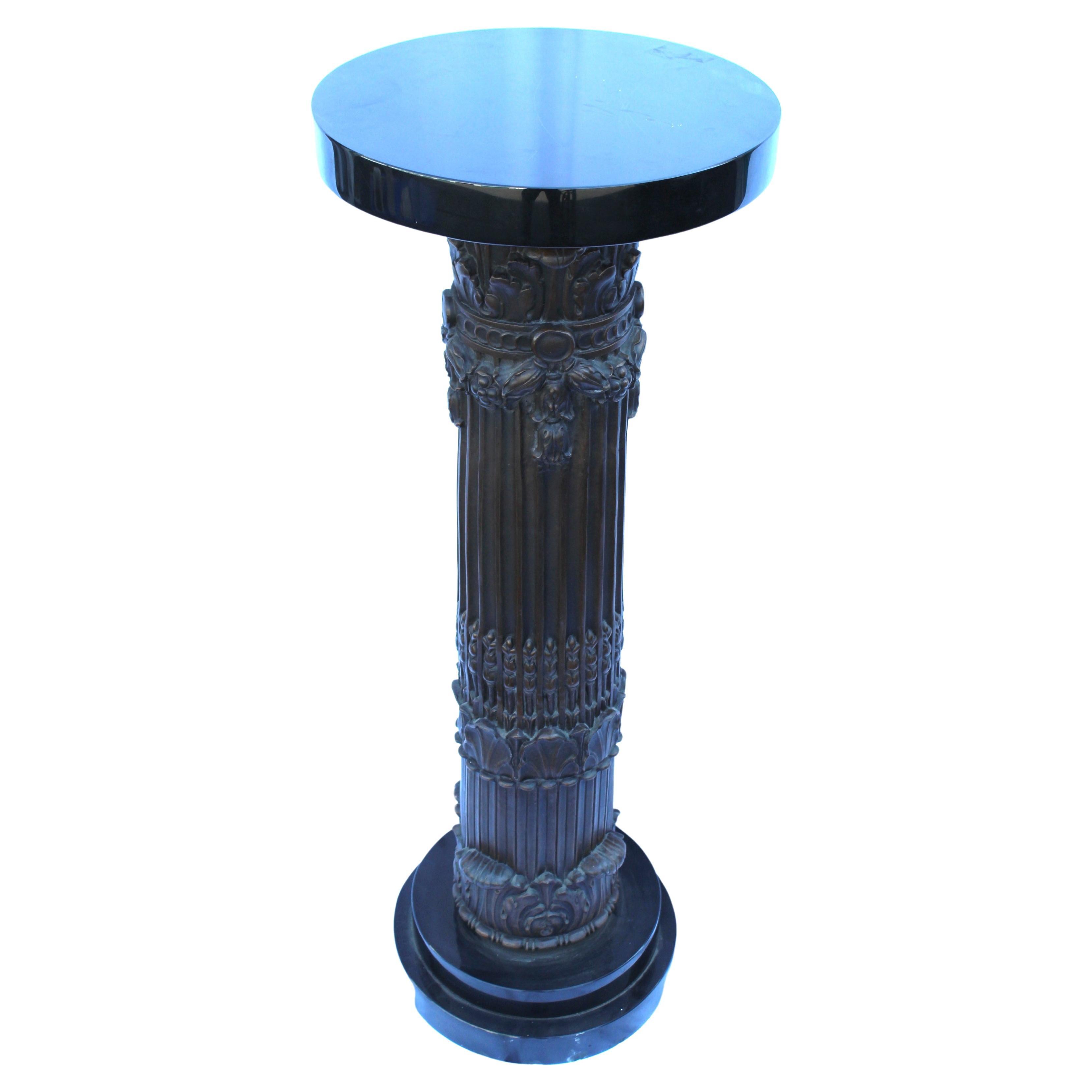 English Style  Bronze & Black Marble Pedestal For Sale