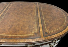 English Style Burl Mahogany & Tooled Leather Partner’s Desk Sligh Furniture