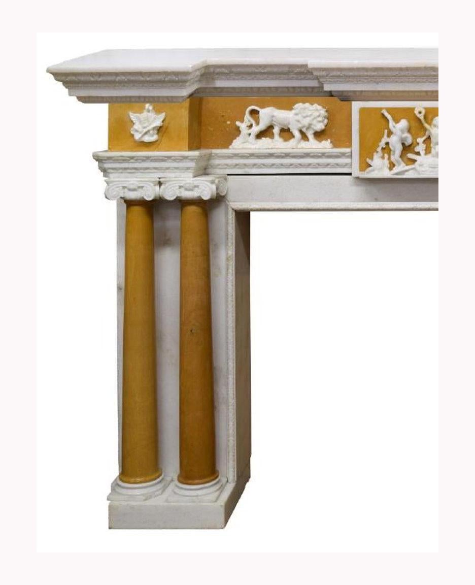 George III English Style Carved Marble Fireplace Mantel