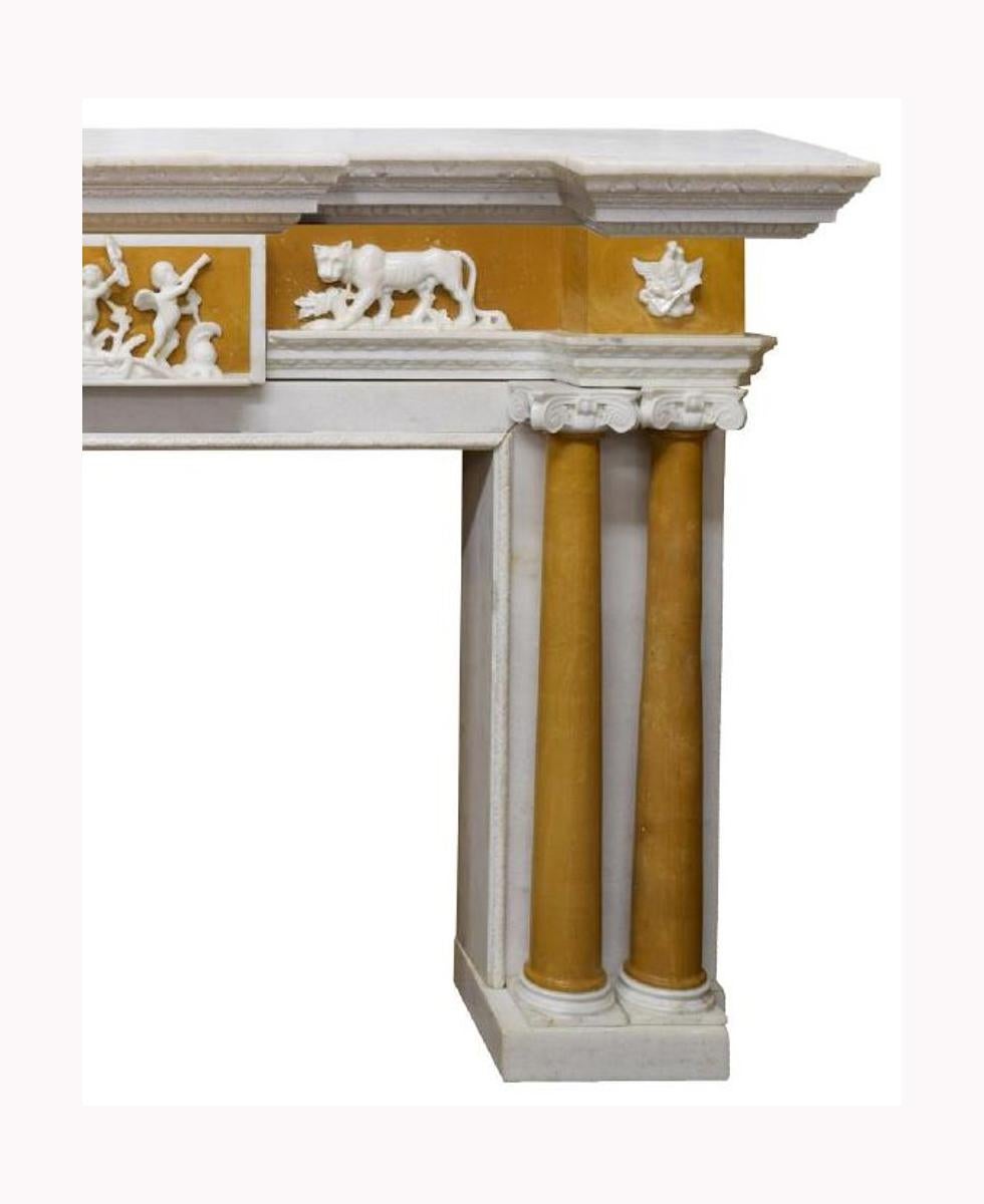 Unknown English Style Carved Marble Fireplace Mantel